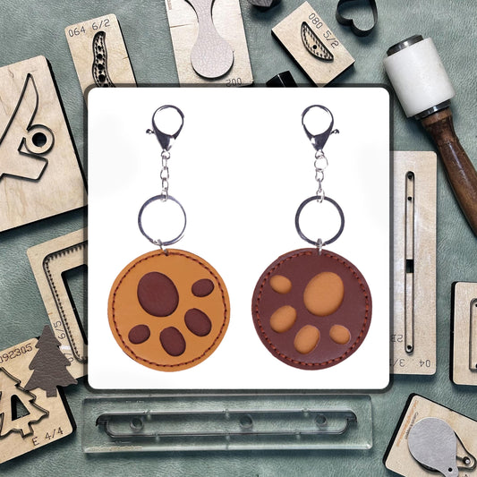 DIY Cat Paw Keychain Cutting Die - Make a custom leather die cut keychain charm with a detailed cat paw design for a girlfriend gift