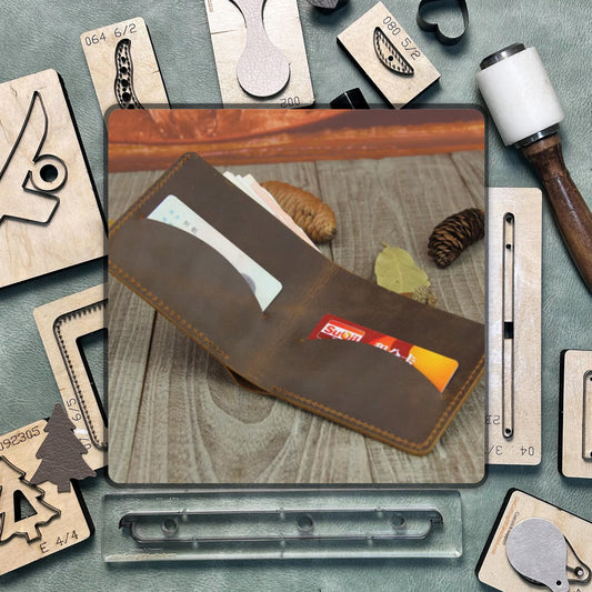 Minimalist wallet DIY leather die cutting, handmade custom leather steel knife metal cutting die, leather craft kraft paper punch tool set