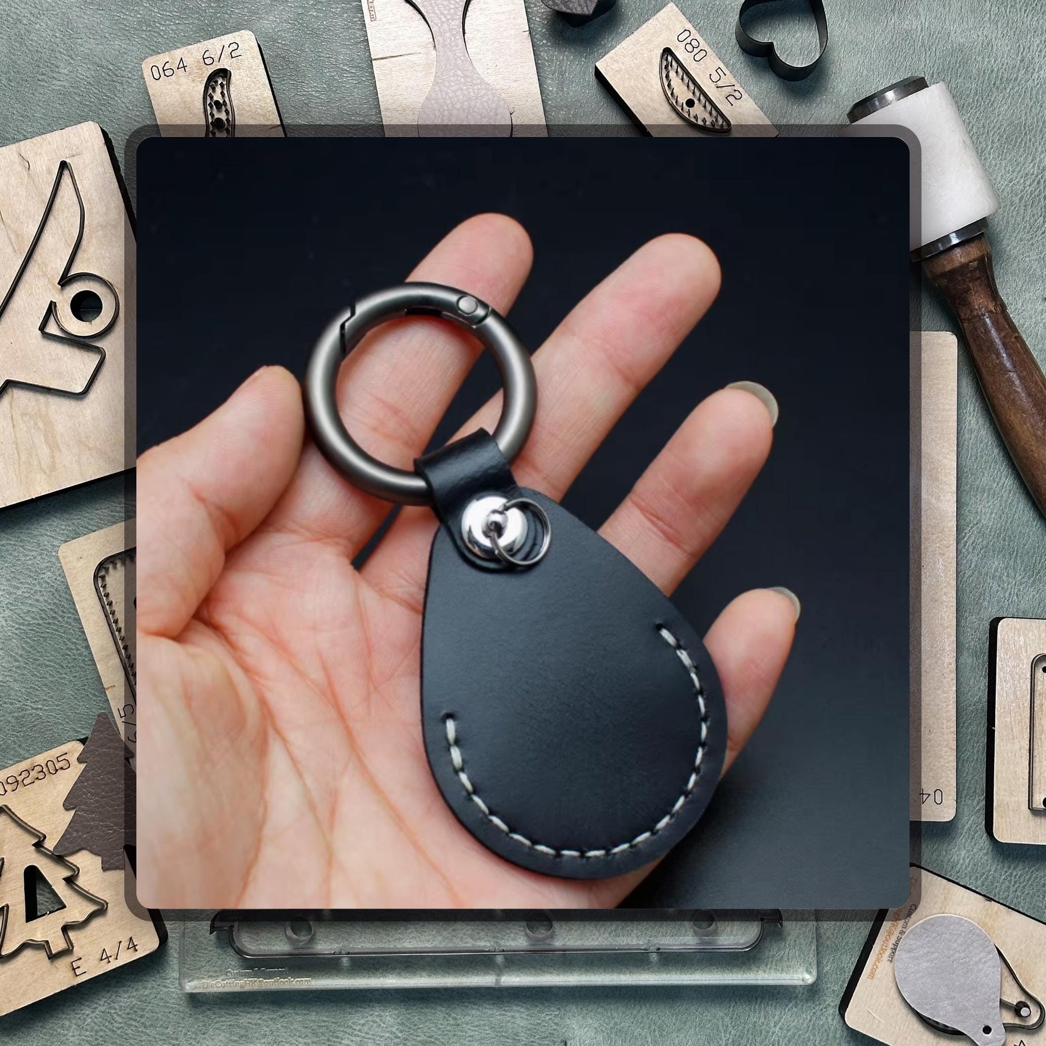 IC card keychain leather cutting die cutting die, Sizzix die cutting leather punching die, handmade leather crafts kraft paper tools