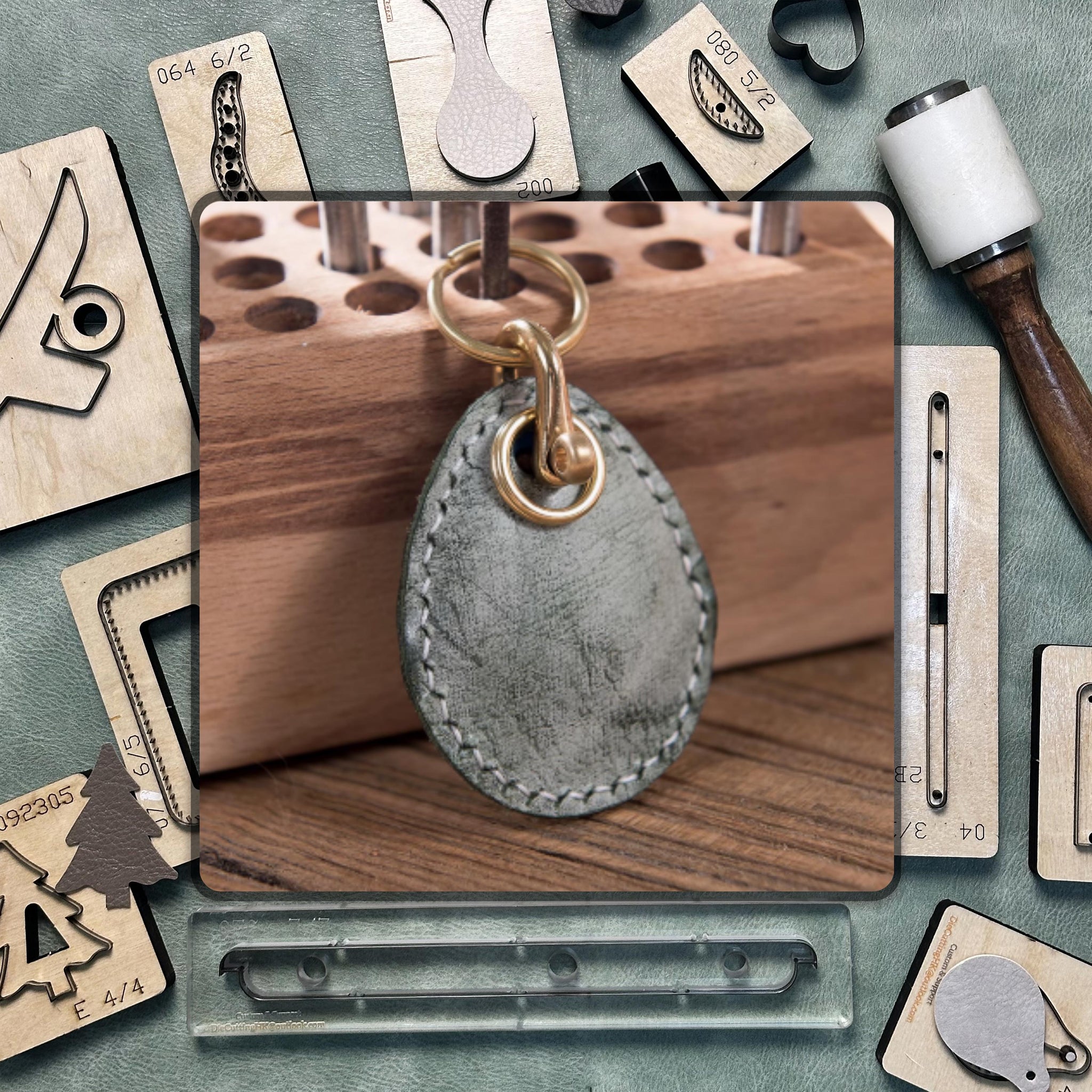 Keychain Leather Pendant Cutting Die, Custom Steel Knife Cutting Die Leather Craft Punch Tool, Compatible with Sizzix and Manual Machines