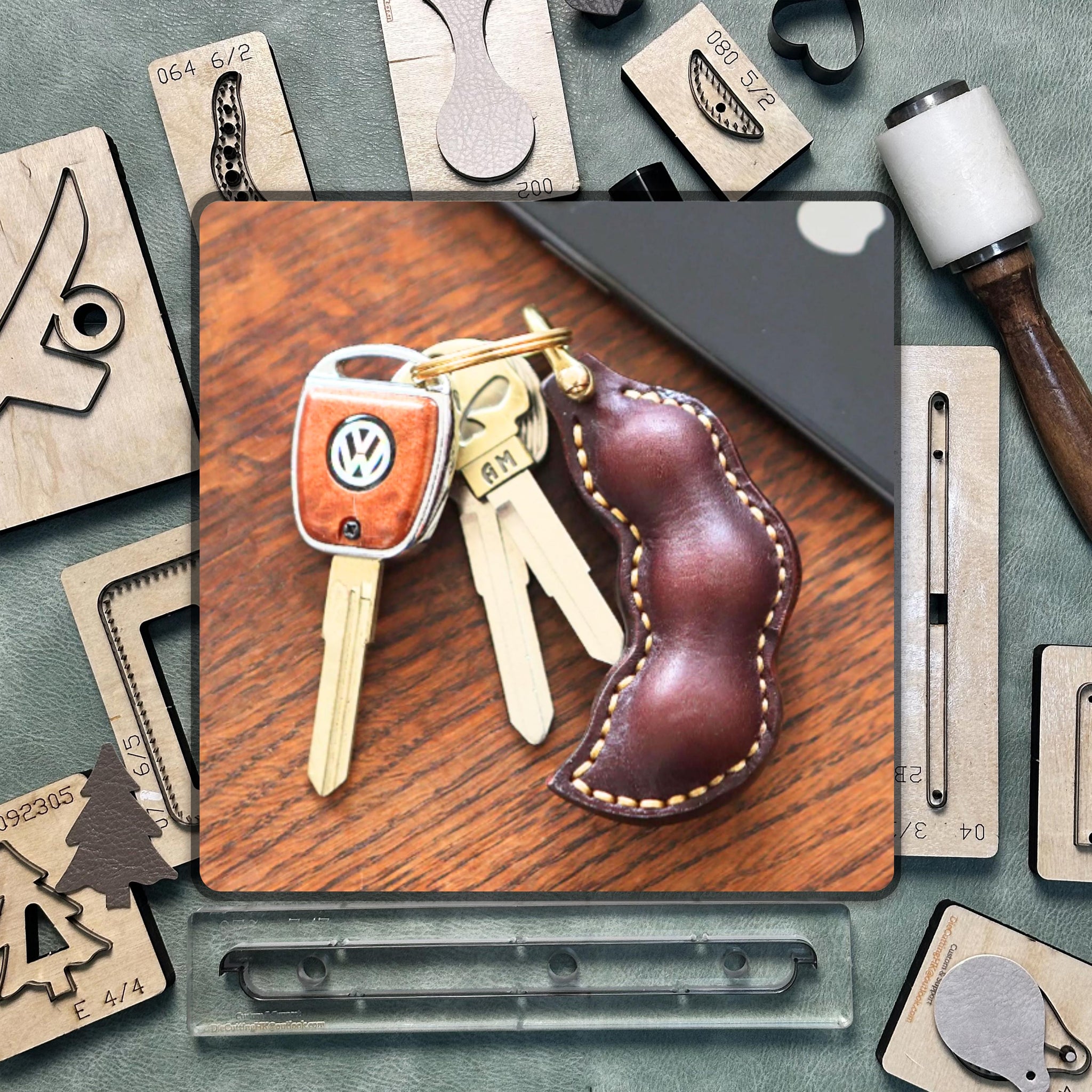 leather DIY keychain cutting disc, keychain leather disc cutting machine, leather crafts disc cutting knife punching tool