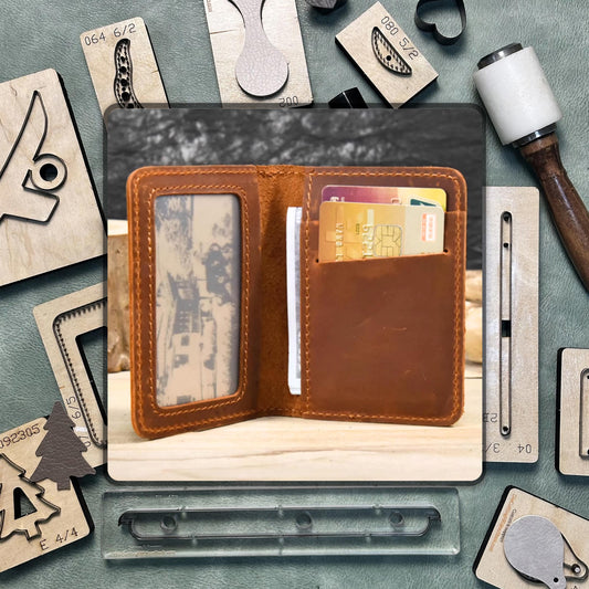 Custom Card Holder Cutting Dies, ID Card Holder Wallet Handmade Leather Craft Punch Tool Set, Compatible with Sizzix Die Cutting Machine