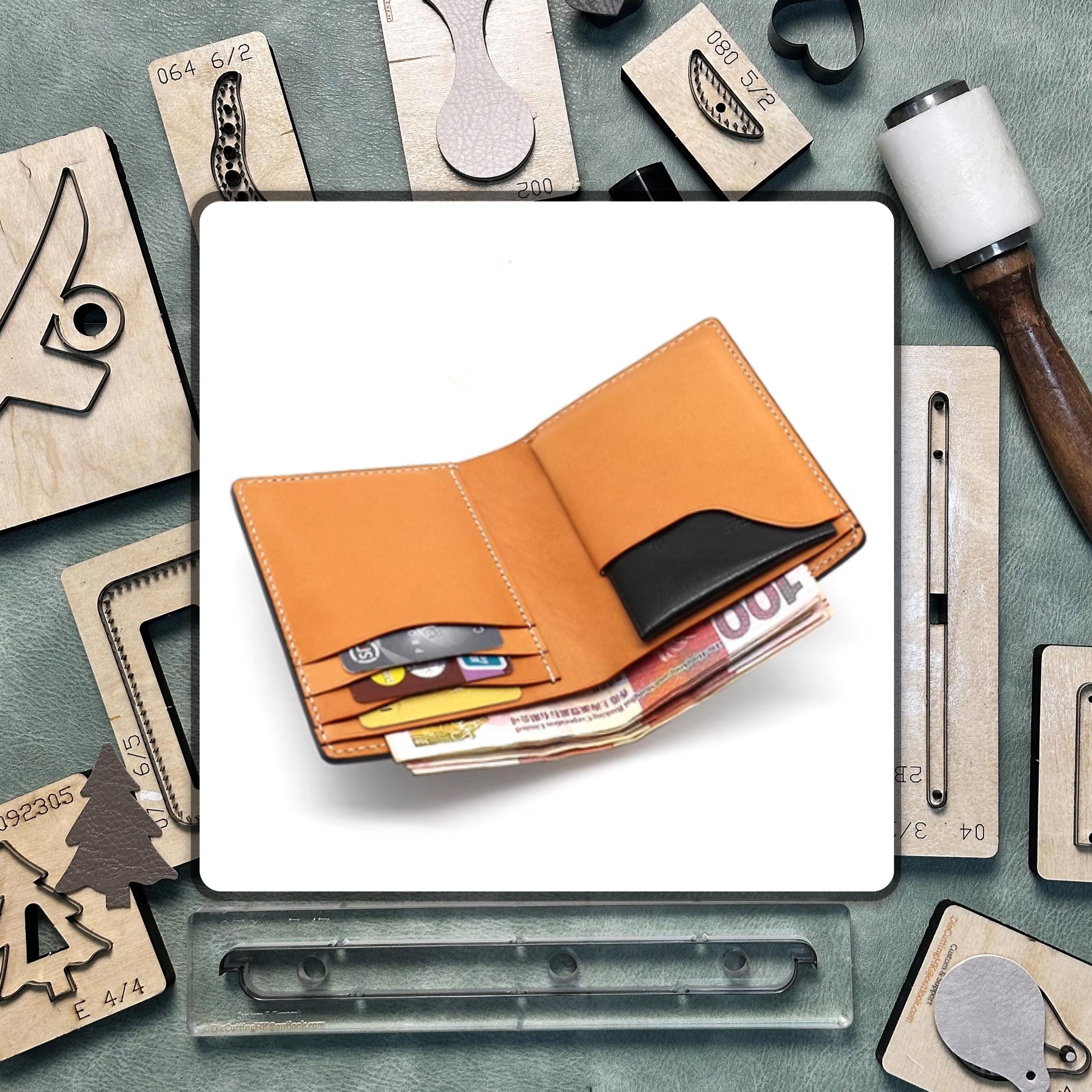 Bifold Wallet Leather Cutting Dies – Sizzix Die Cutting Steel Knife Stamping Dies | Precision Tool Set for Leather and Kraft Craft Projects