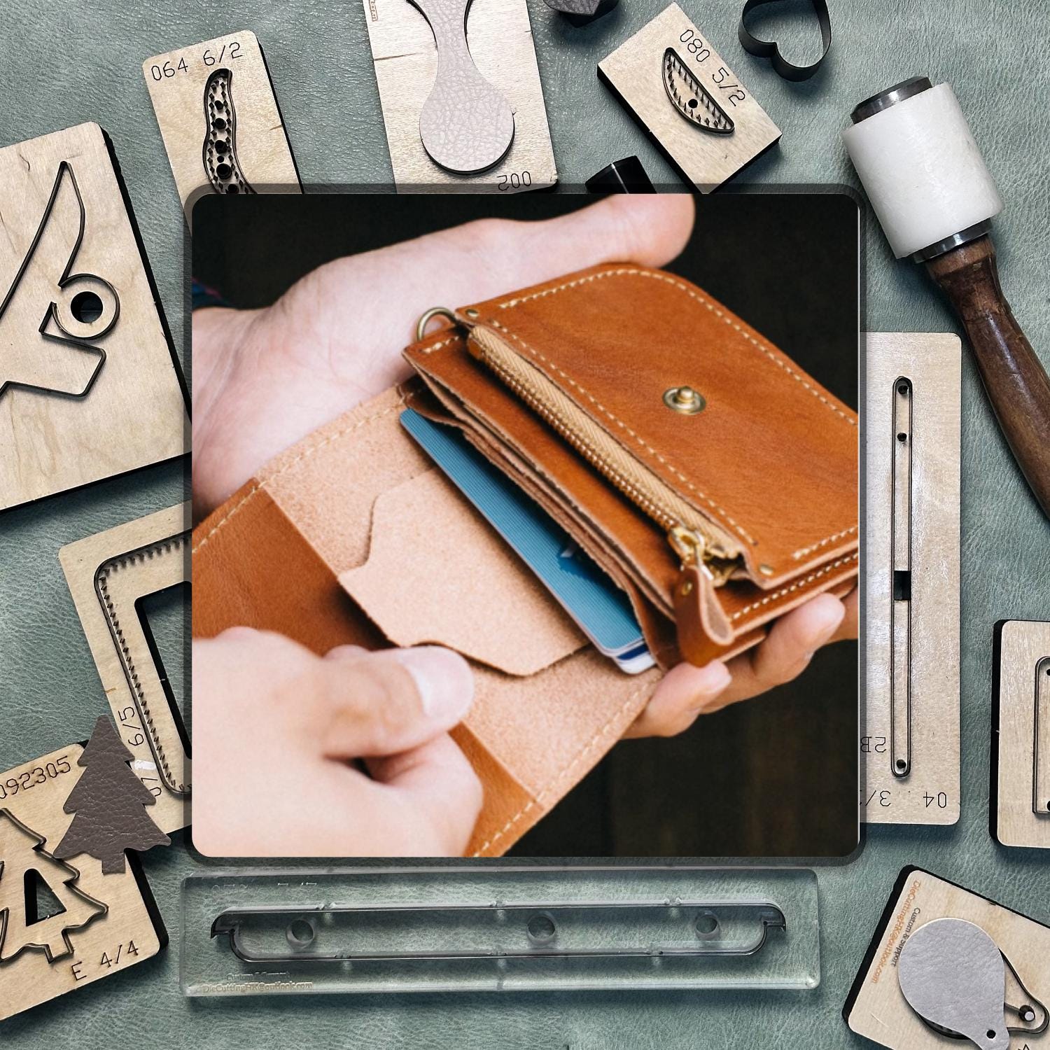 Card Holder Coin Purse Leather Die Cutting – Sizzix Steel Knife Stamping Dies, Precision Tool Set for Leather and Kraft Paper Craft Projects