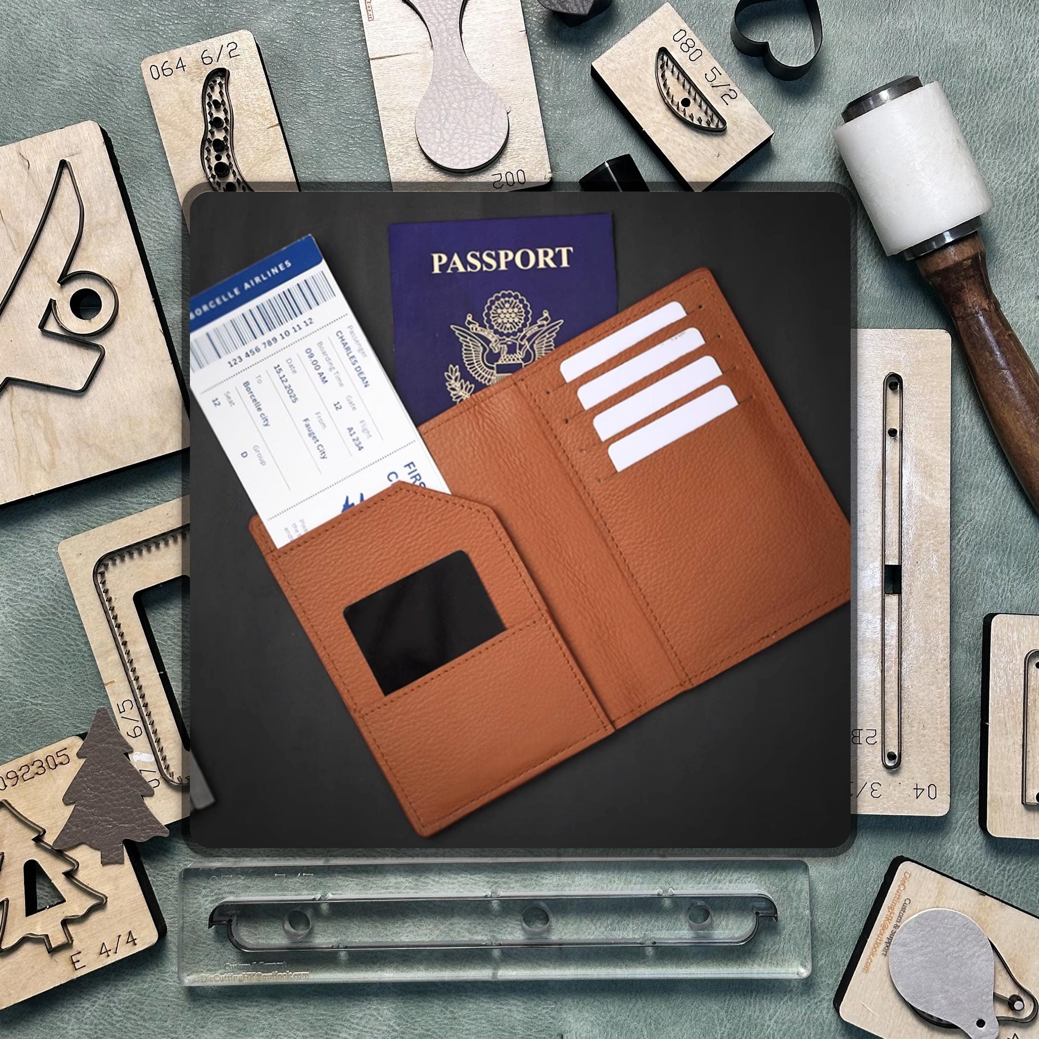 Passport Holder Card Holder Leather Cutting Dies - Steel Knife Metal Stamping Dies | Precision Tool Set for Leather and Kraft Craft Projects