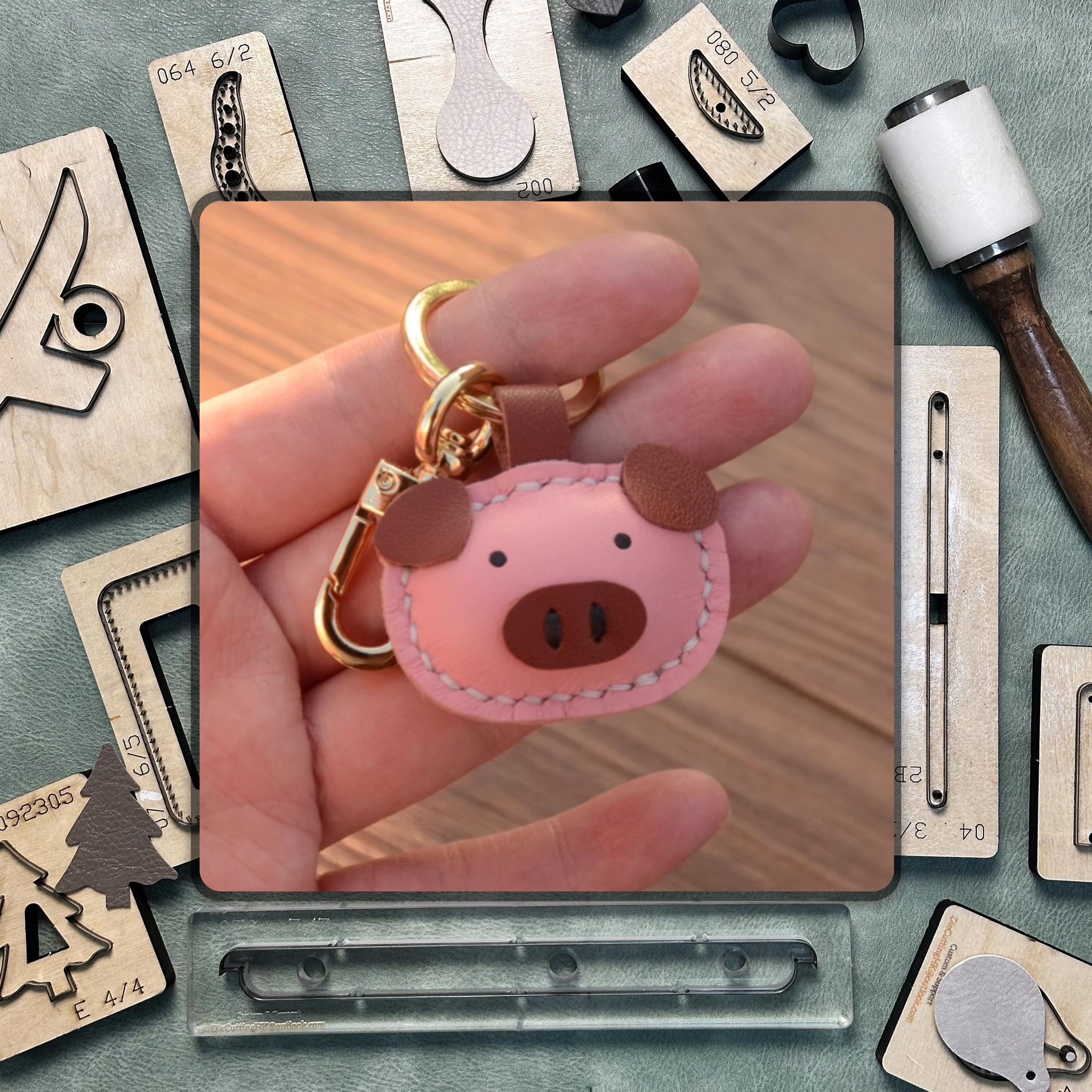 Piggy Keychain Precision Leather Die Cut - Premium Punch Tool for DIY Projects and Hand Sewing | Steel Ruler Metal Leather Craft Die Set