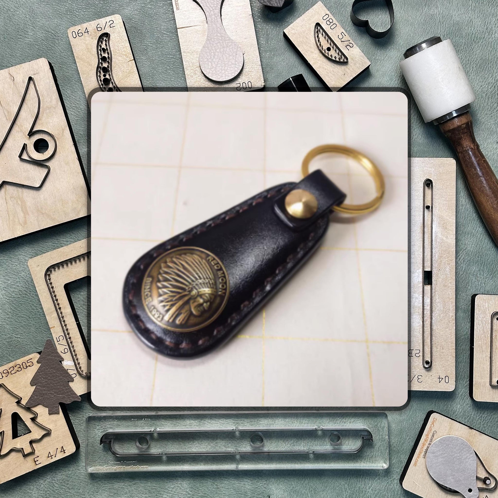 Custom Keychain Leather Cutting Die/Steel Ruler Metal Craft Die Set/High Quality Punching Tools/Suitable for DIY Projects and Hand Sewing