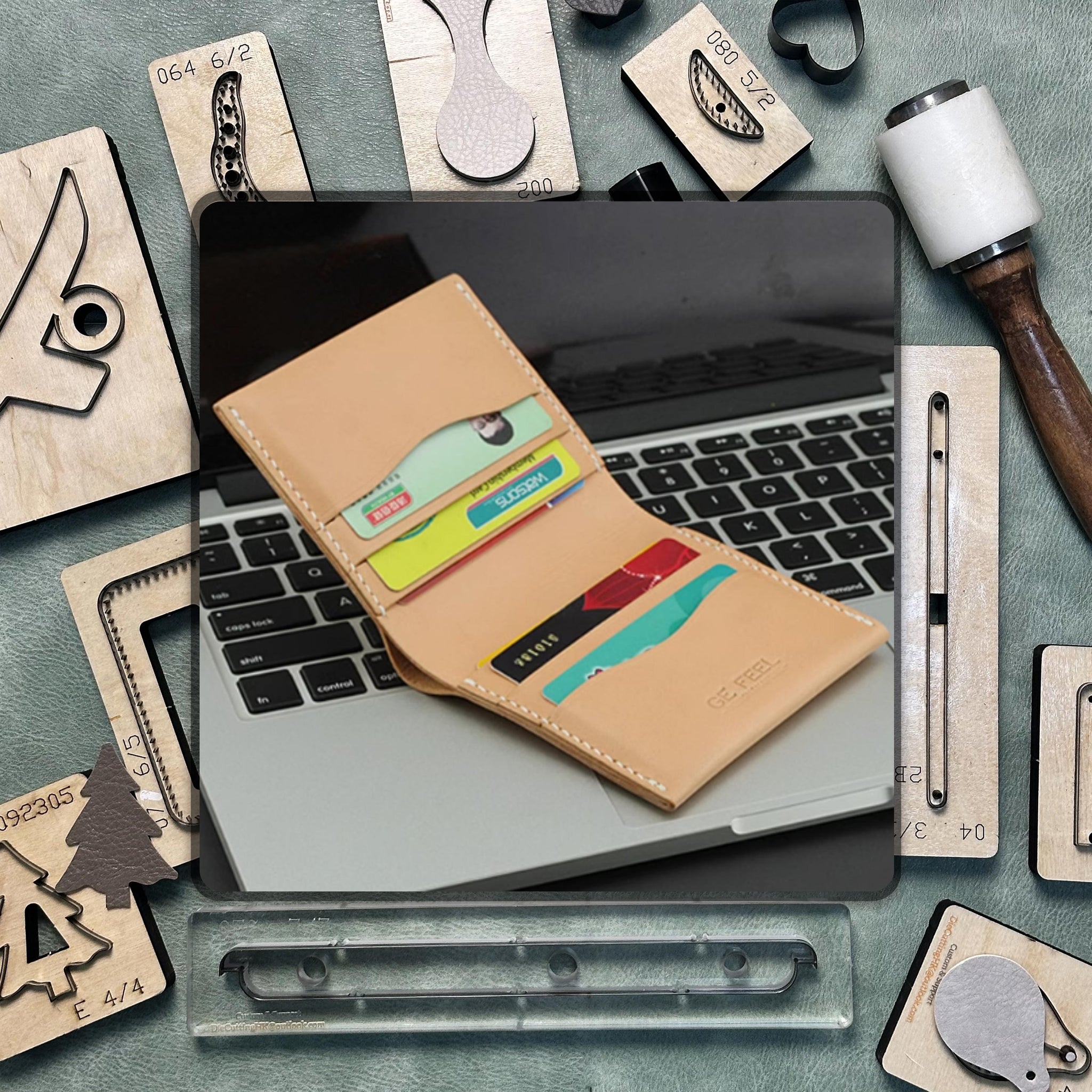 Wallet Bifold DIY Leather Die Cutting, Sizzix Die Cut Leather Steel Knife Metal Punching Die, Handmade Leather Crafts Kraft Paper Tools