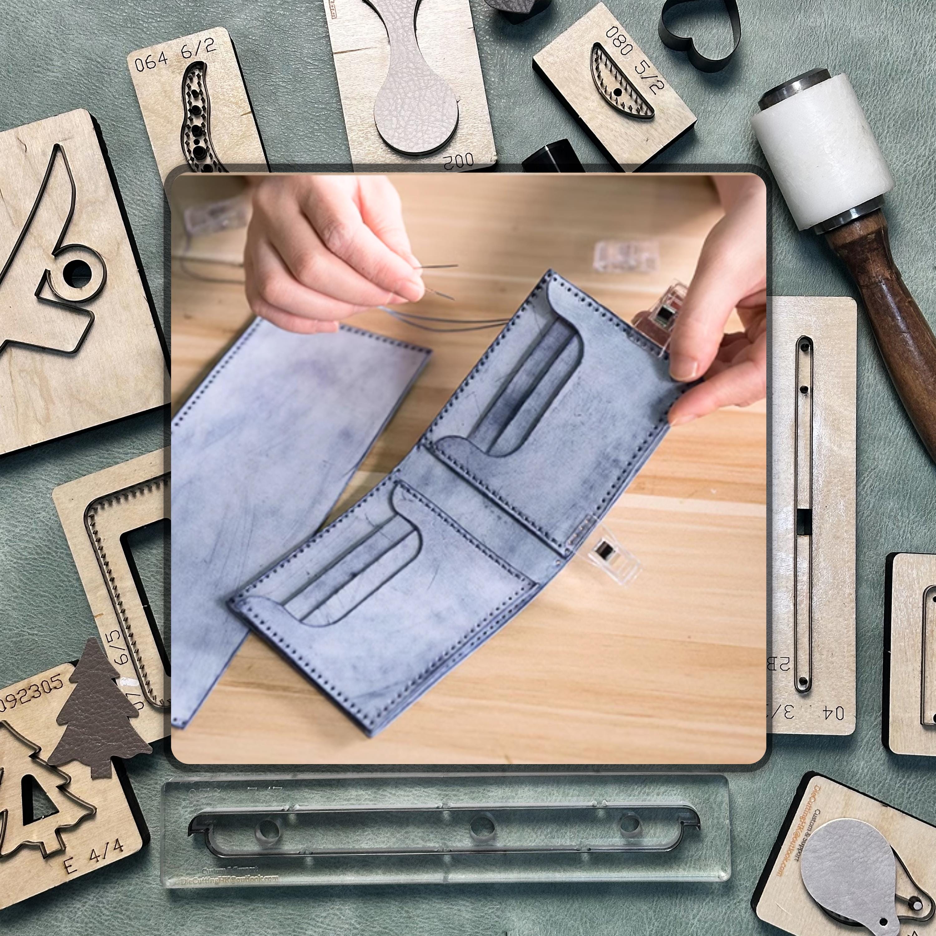 Bi-Fold DIY Wallet Leather Cutting Die – Custom Steel Knife Stamping Die | Handmade Precision Tool Set for Leather and Kraft Craft Projects