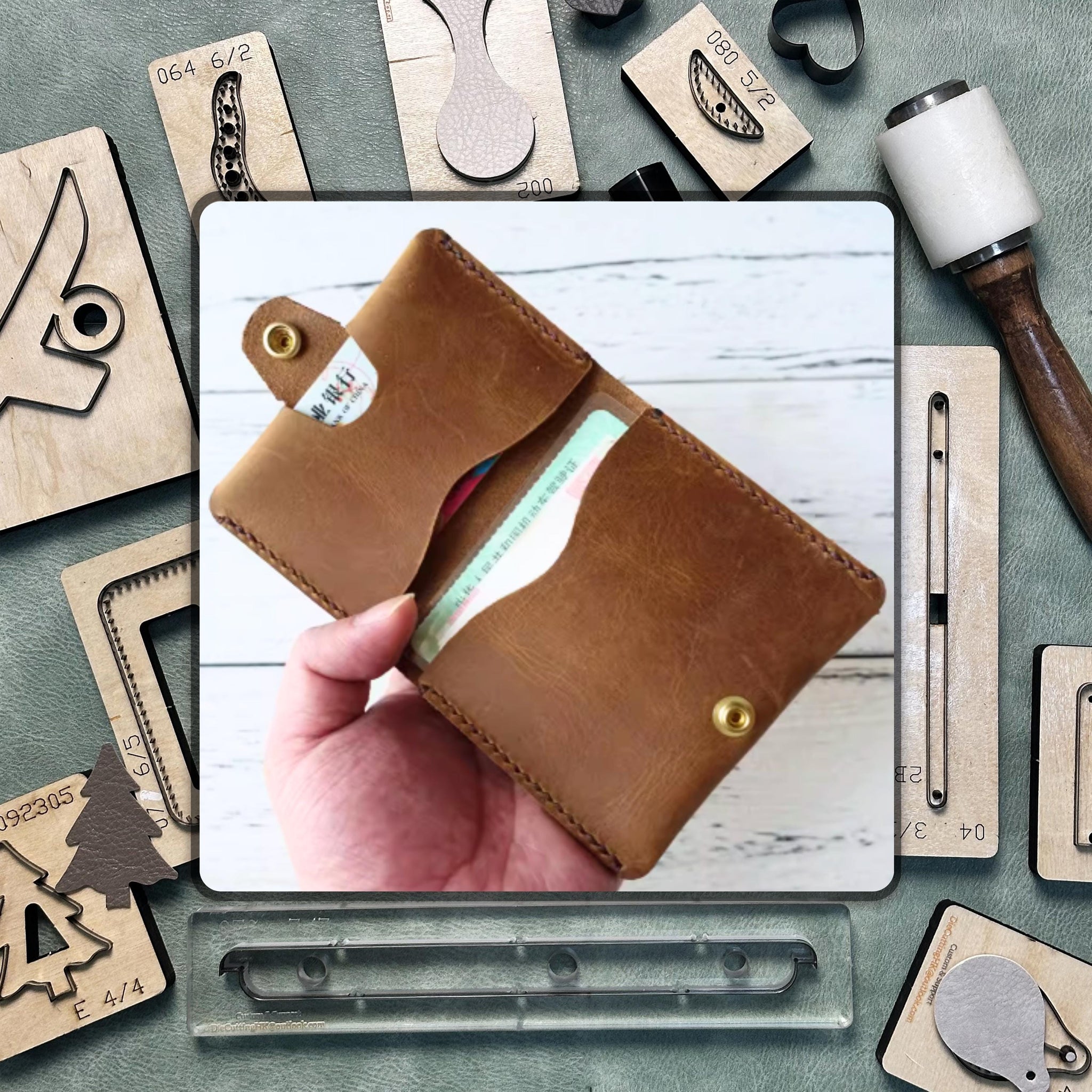 Card Bag DIY Leather Die Cutting, Custom Coin Purse Leather Precision Cutting Die, Handmade Leather Crafts Kraft Paper Tool Set