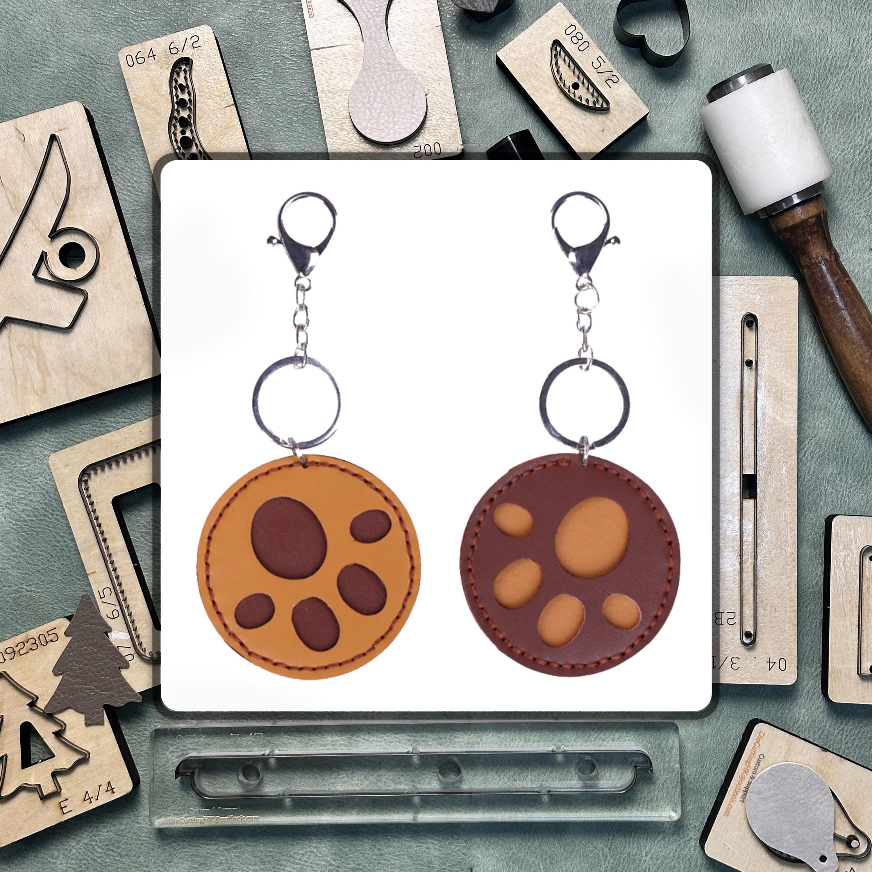 DIY Cat Paw Keychain Cutting Die - Make a custom leather die cut keychain charm with a detailed cat paw design for a girlfriend gift