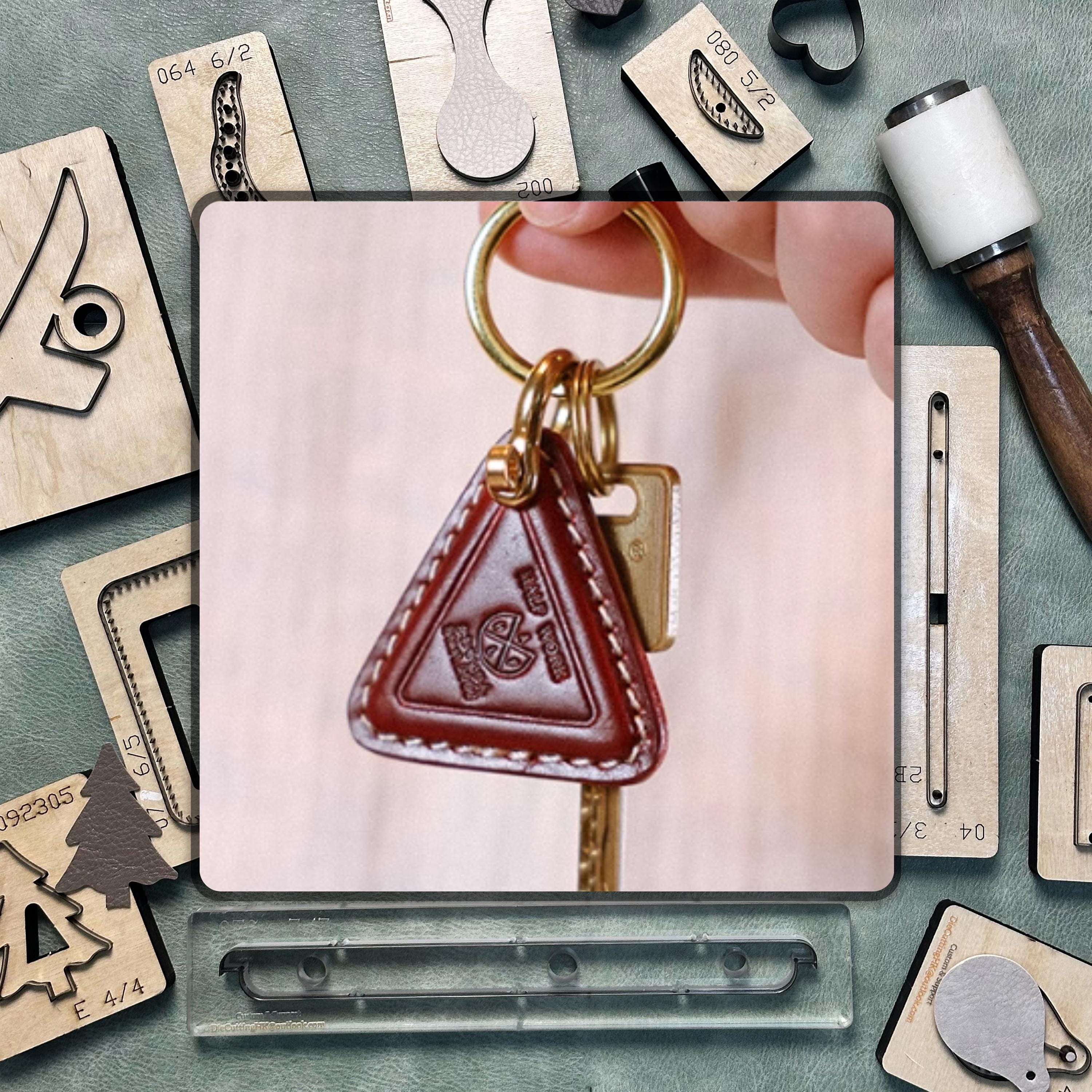 Custom triangle keychain cutting die | DIY leather craft precision punching die | keychain pendant metal die cutting