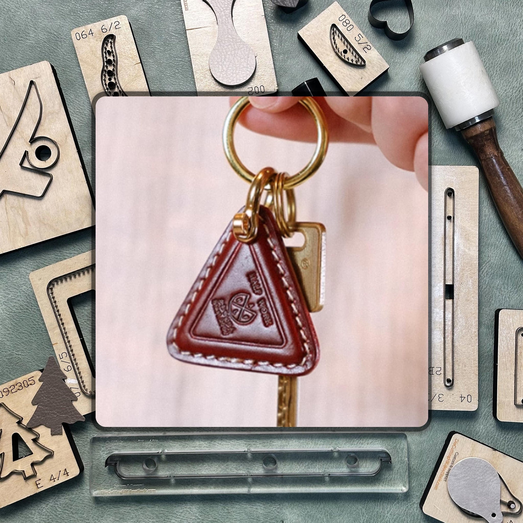 Custom triangle keychain cutting die | DIY leather craft precision punching die | keychain pendant metal die cutting