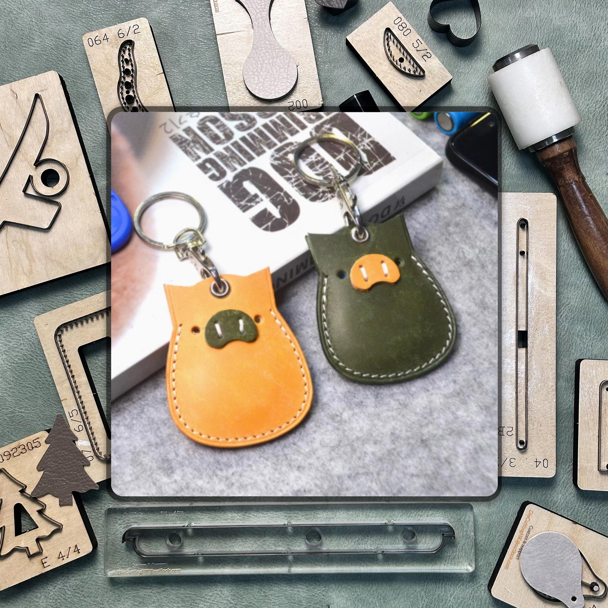 Handmade Piggy Keychain Leather Die Cutting | Custom Quality Steel Knife Cutting Dies | Leather Craft Punching Tool Set | Sizzix Compatible