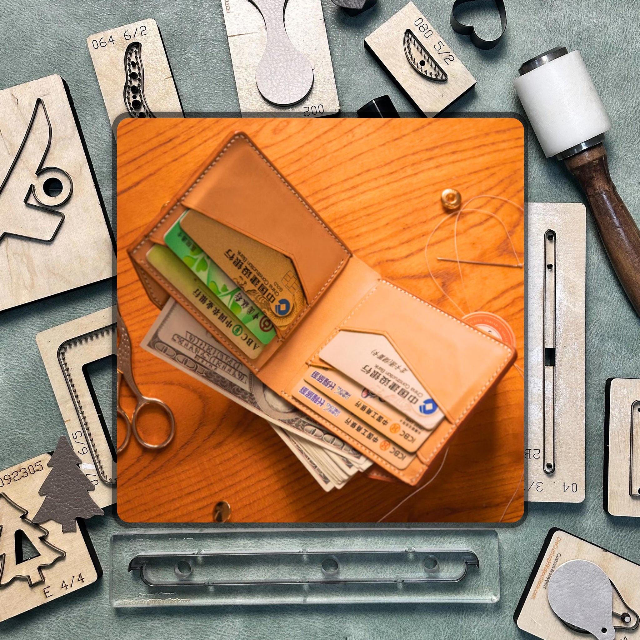 Bifold Wallet Leather Cutting Die, DIY High Quality Leather Precision Die Cutting Tool, Handmade Steel Knife Metal Punching Tool Set
