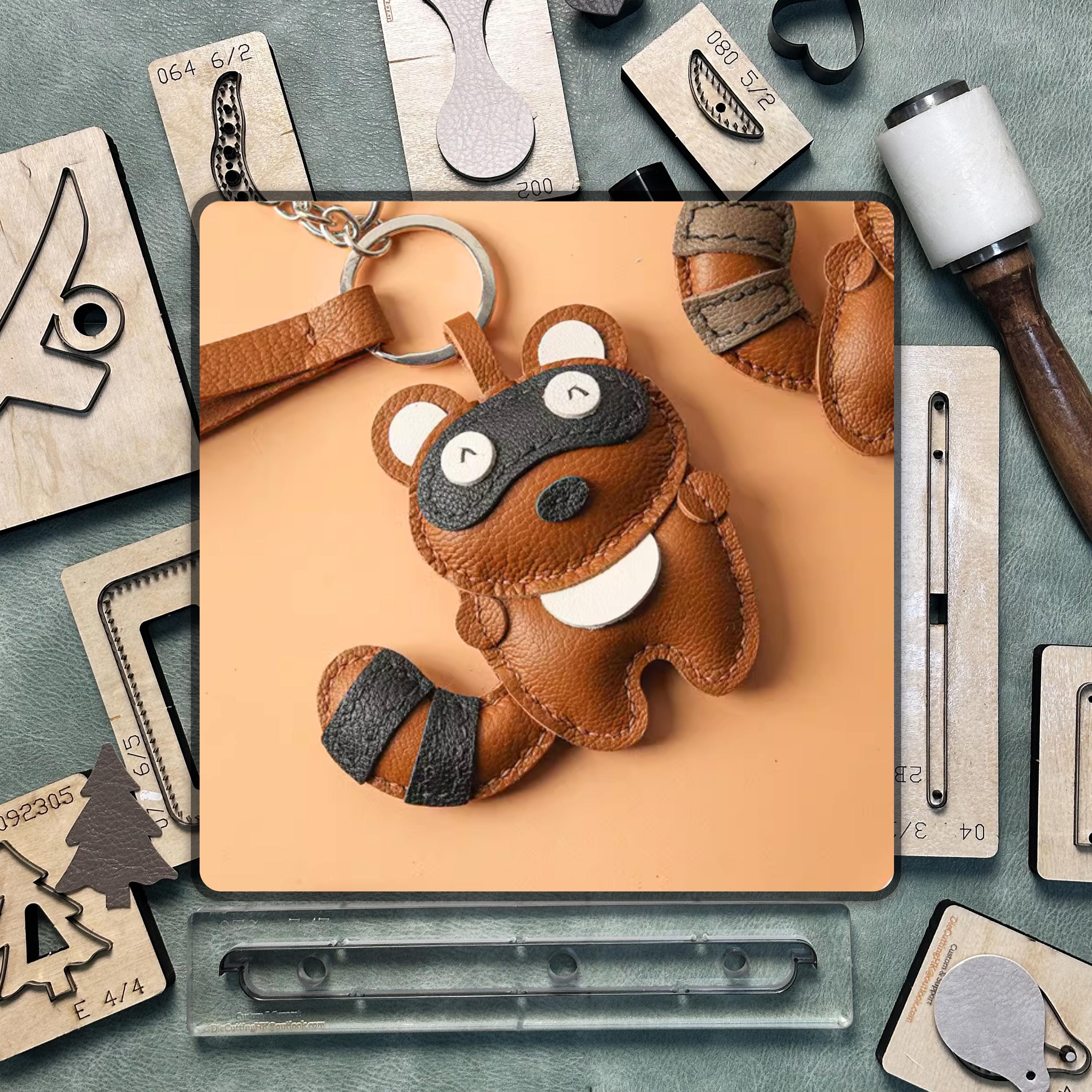 Custom raccoon keychain leather die cutting, animal shape pendant leather cutting die, steel ruler metal die cutting leather punching tool