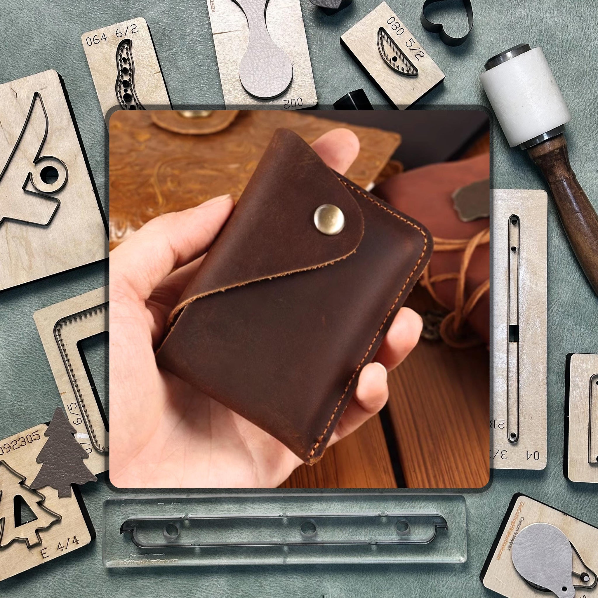 Handmade card holder coin purse cutting die, custom card holder high quality die cutting punching die, leather craft kraft paper tool set