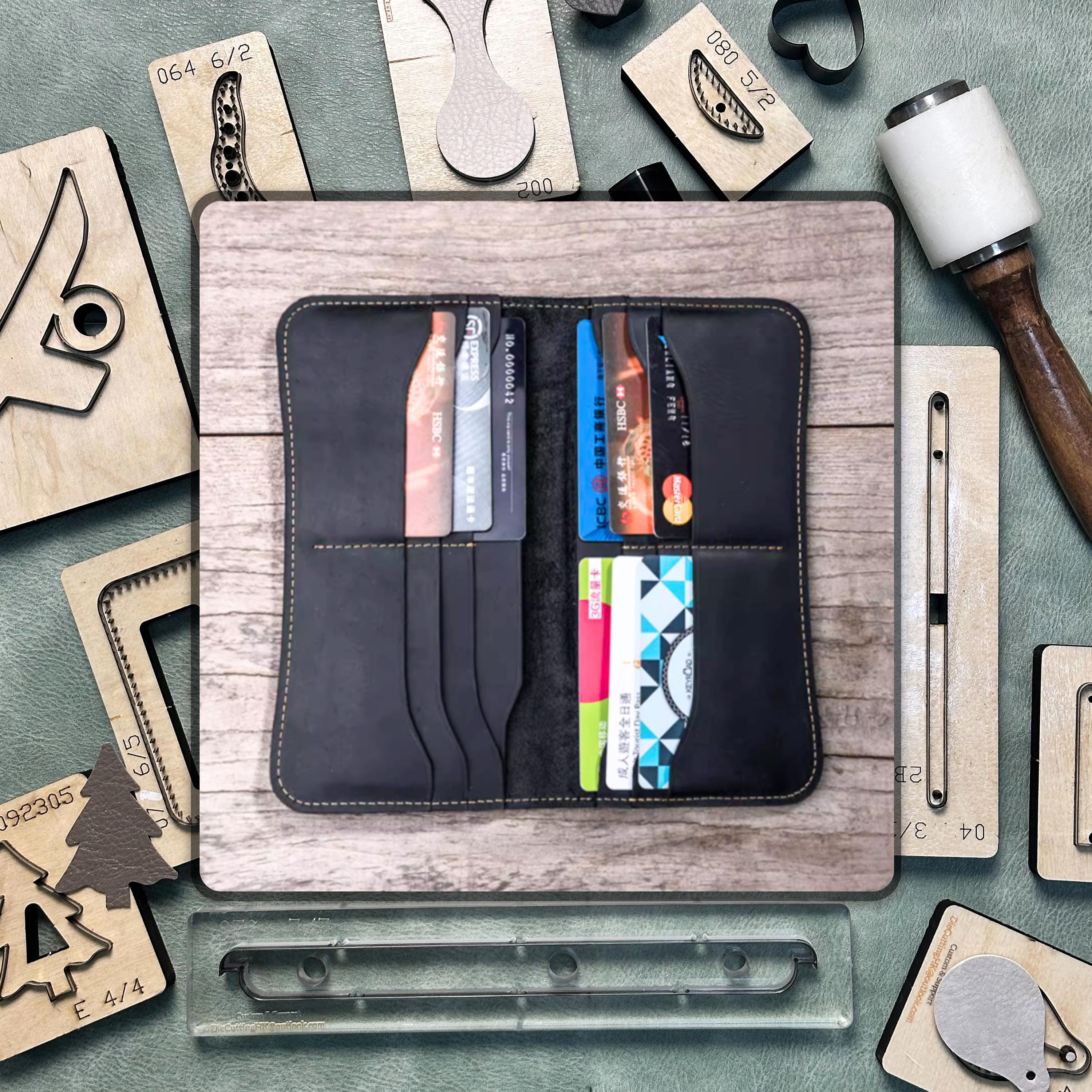 DIY Long Wallet Leather Die Cutting, Handmade Leather Steel Knife Metal Cutting Die, Custom Leather Crafts Kraft Paper Punching Tool Set