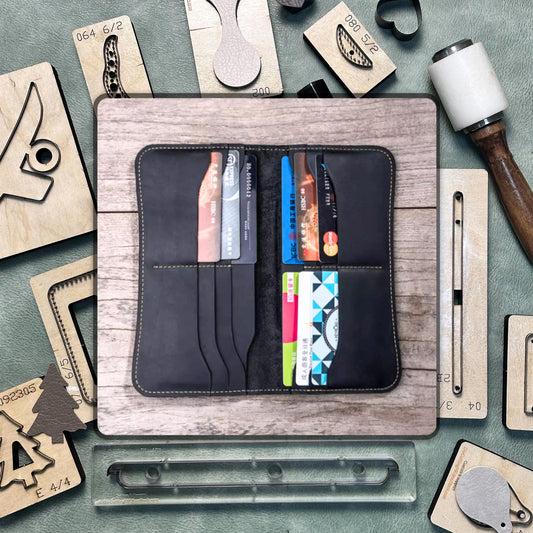 DIY Long Wallet Leather Die Cutting, Handmade Leather Steel Knife Metal Cutting Die, Custom Leather Crafts Kraft Paper Punching Tool Set