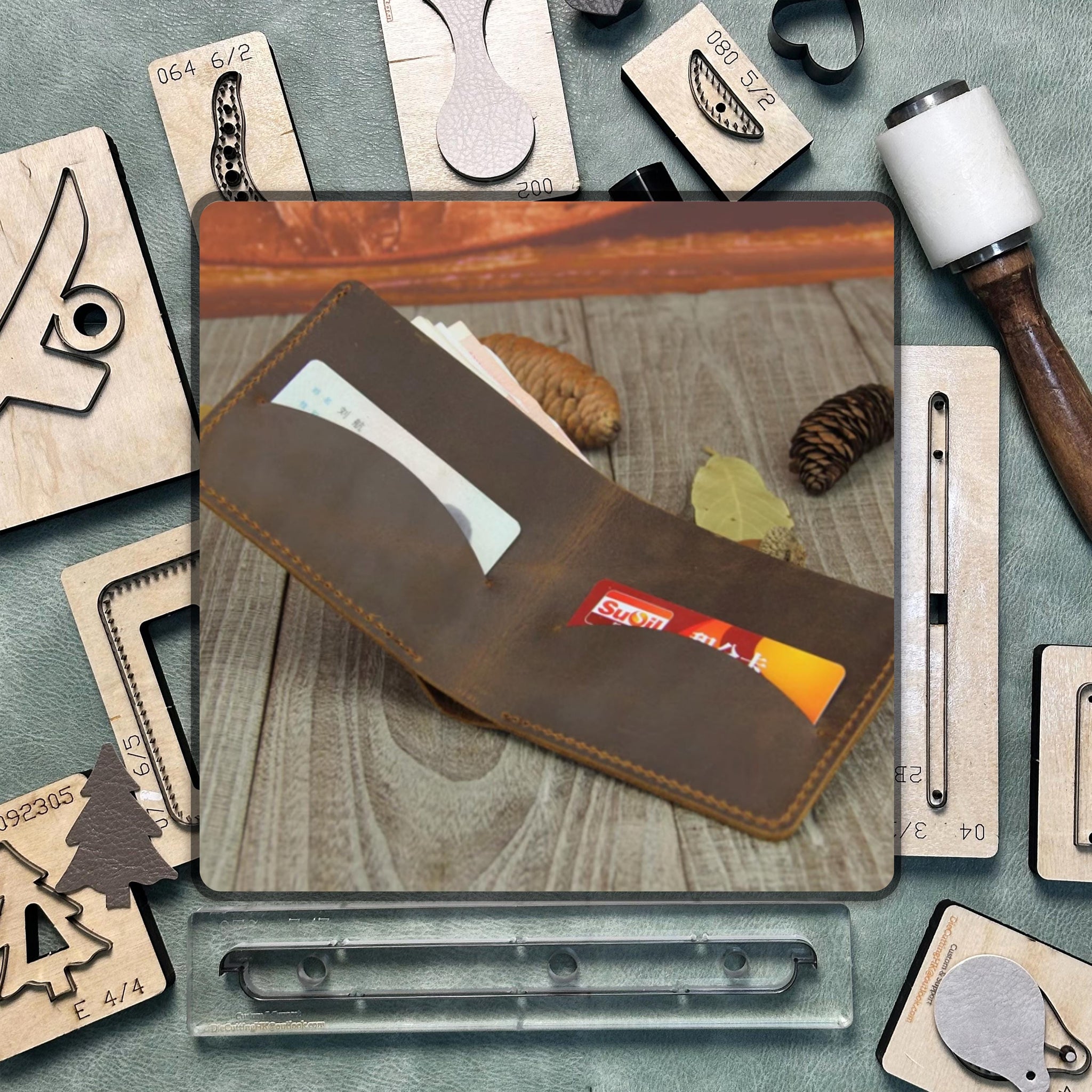 Minimalist wallet DIY leather die cutting, handmade custom leather steel knife metal cutting die, leather craft kraft paper punch tool set