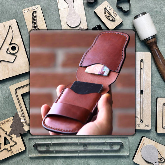 Folding Card Holder Handmade Leather Cutting Die, Custom Leather Steel Knife Metal Die Cutting, Leather Craft Kraft Paper Punching Tool Set