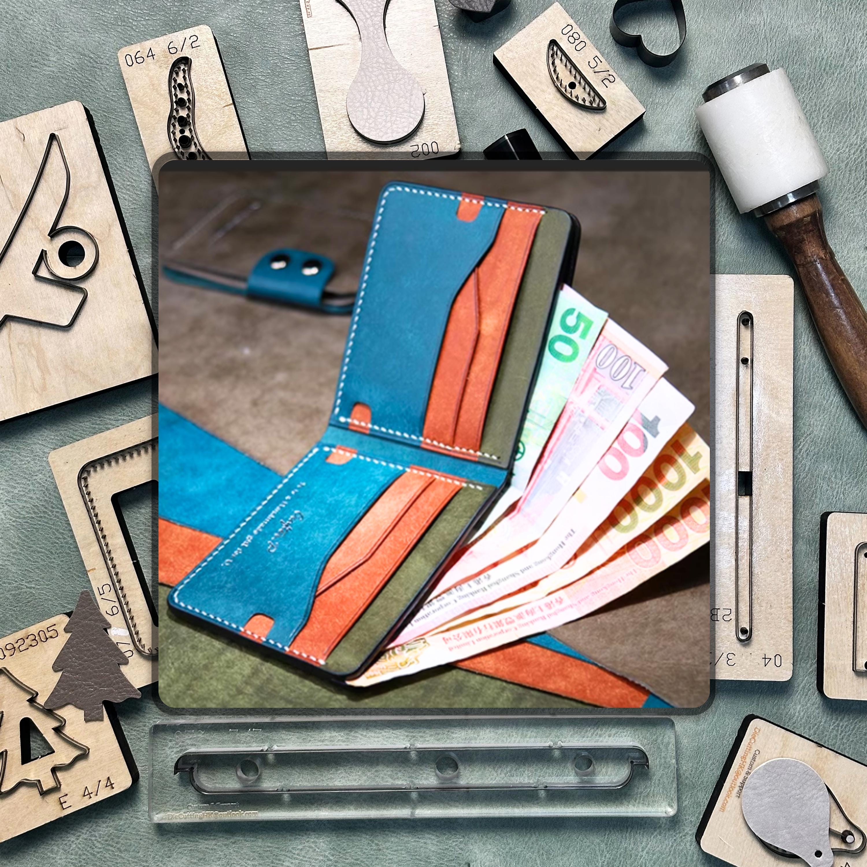 Wallet Handmade Leather Die Cutting, DIY Leather Steel Knife Metal Cutting Die, Custom Leather Crafts Kraft Paper Punching Tool Set