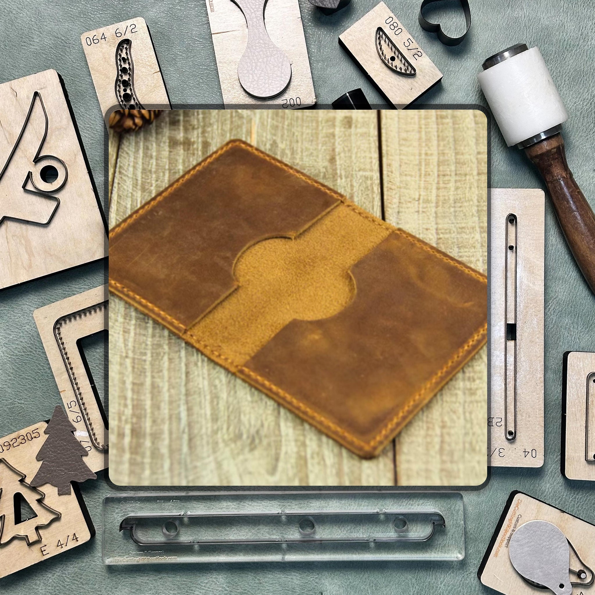Card holder cutting die, DIY bifold wallet coin purse punching die, coin purse leather craft kraft paper tool set