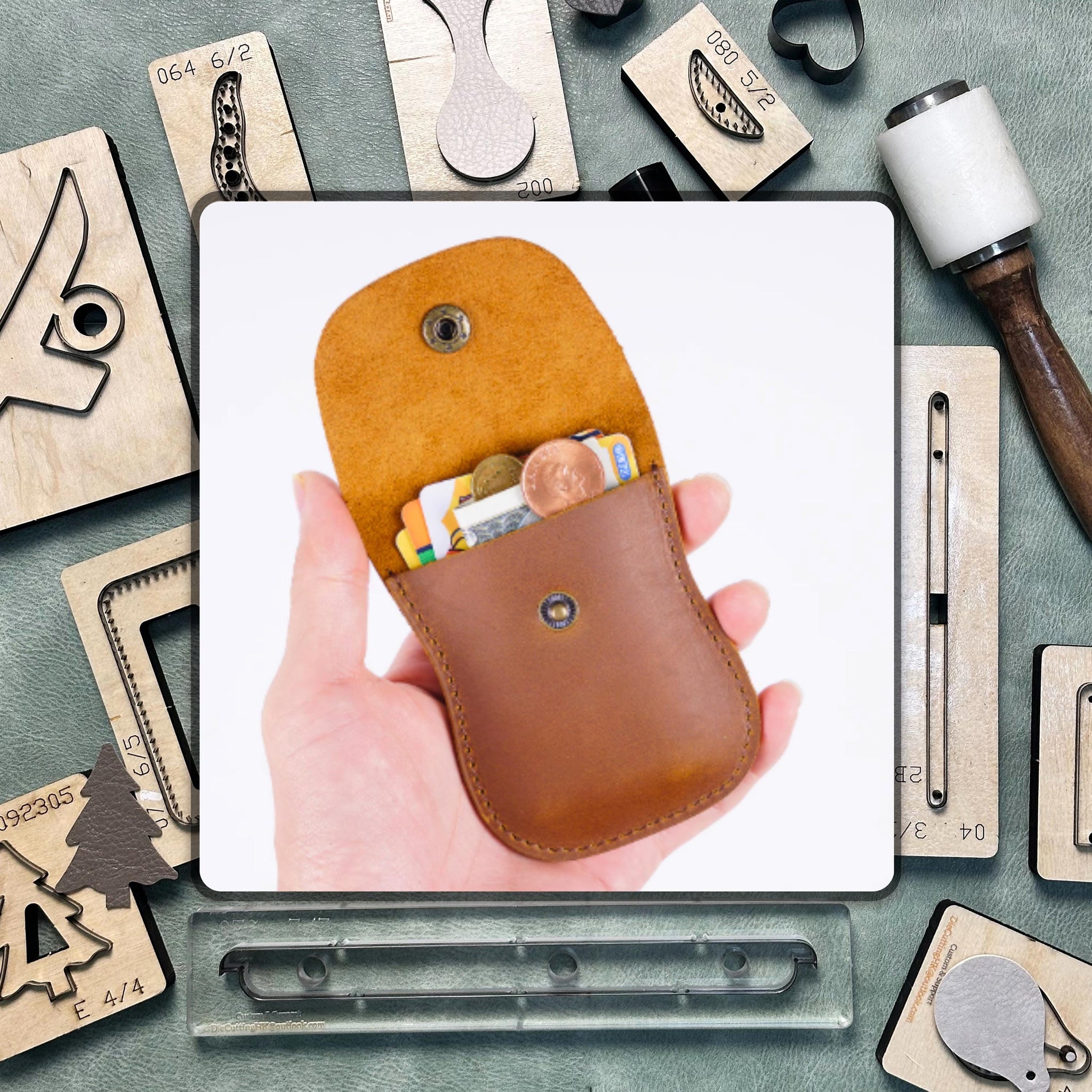 Leather Small Coin Purse Card Holder Cutting Die - Precision Leather Craft Punch Tool | Durable Steel Knife Die Set, Father's Day Gift