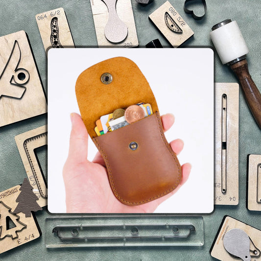 Leather Small Coin Purse Card Holder Cutting Die - Precision Leather Craft Punch Tool | Durable Steel Knife Die Set, Father&#39;s Day Gift