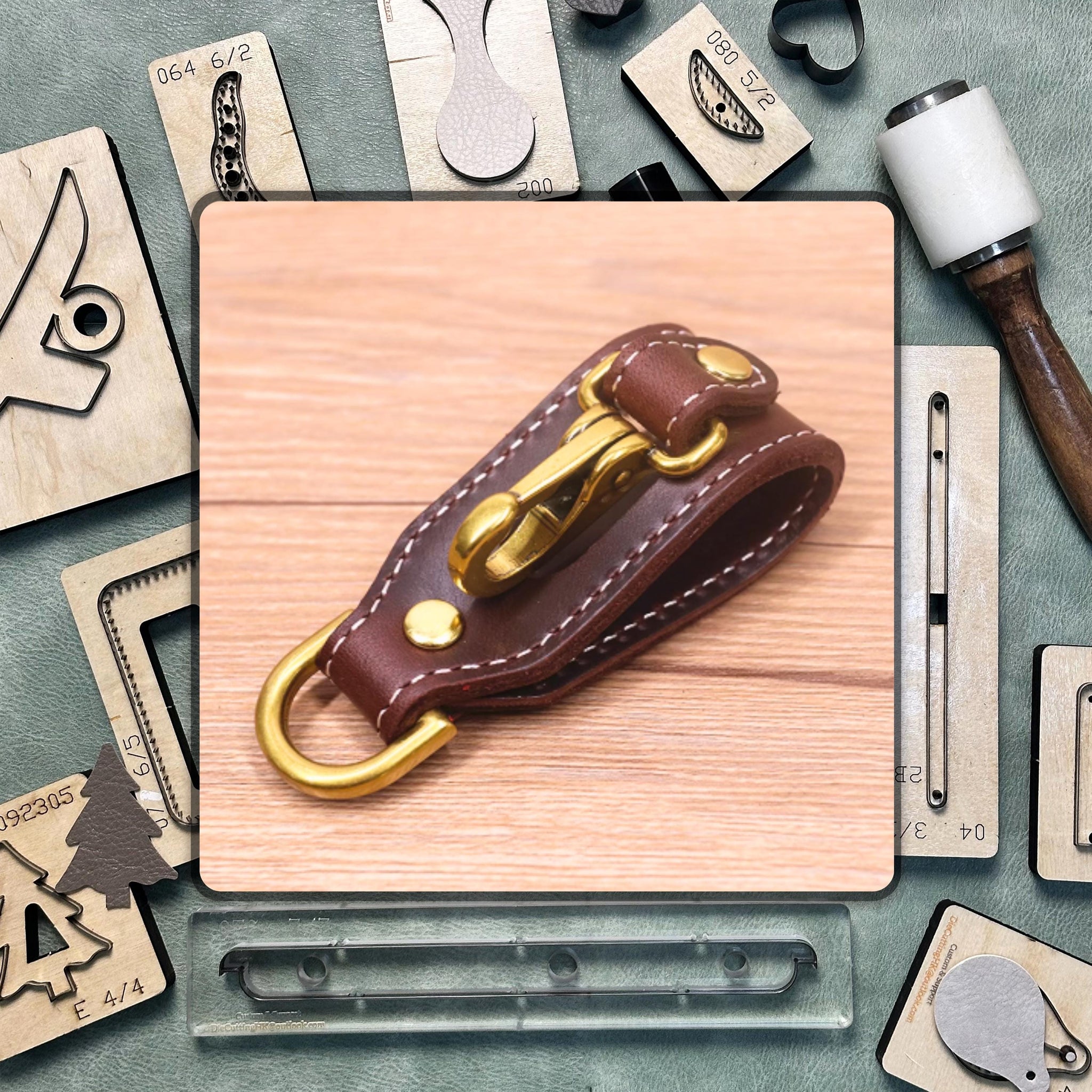 Handmade leather keychain die cutting/diy precision steel knife punching tool/custom leather craft cutting kit/father's day gift