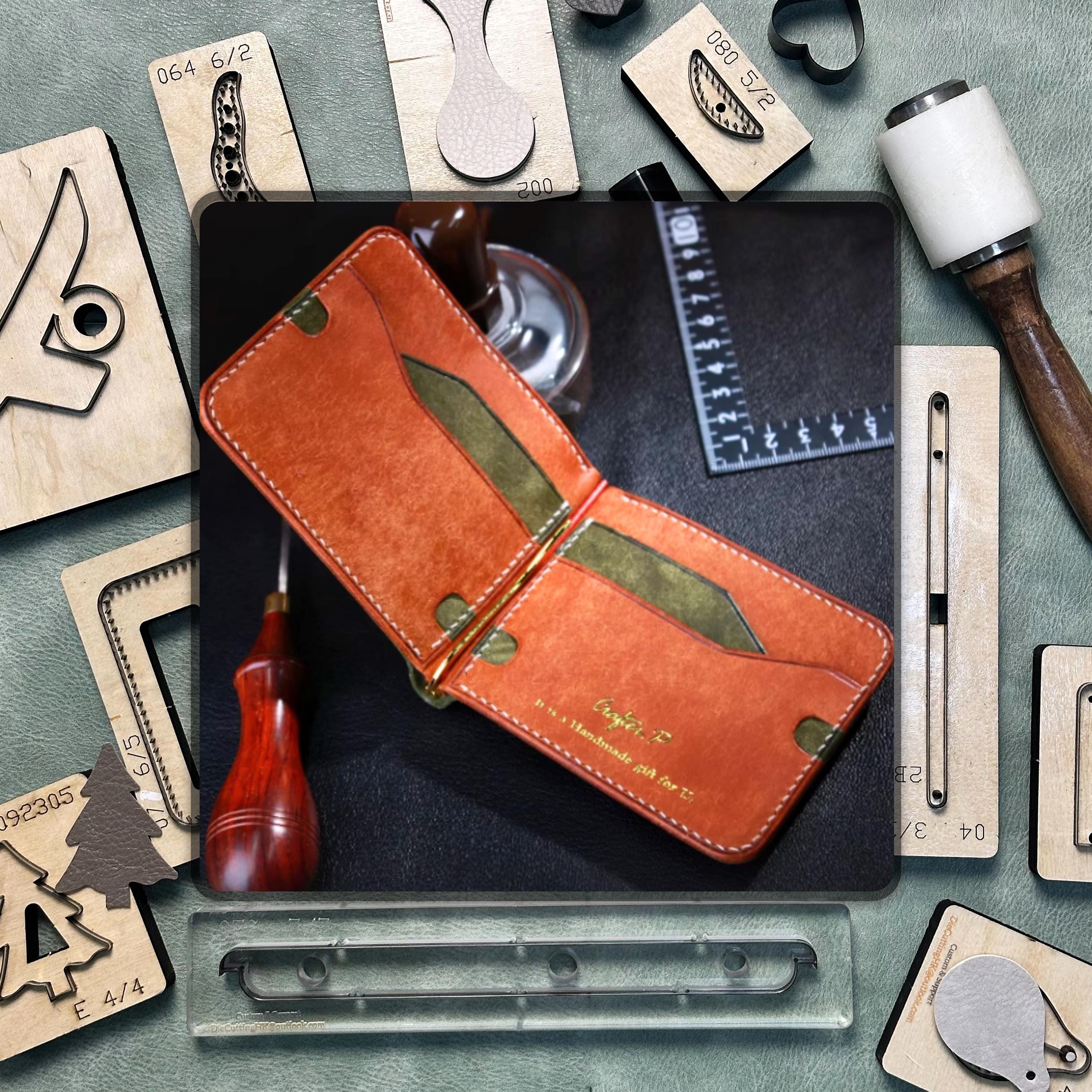 Spring Clip Wallet Leather Cutting Die, Handmade Leather Steel Knife Metal Die Cutting, Custom Leather Crafts Kraft Paper Punch Tool Set
