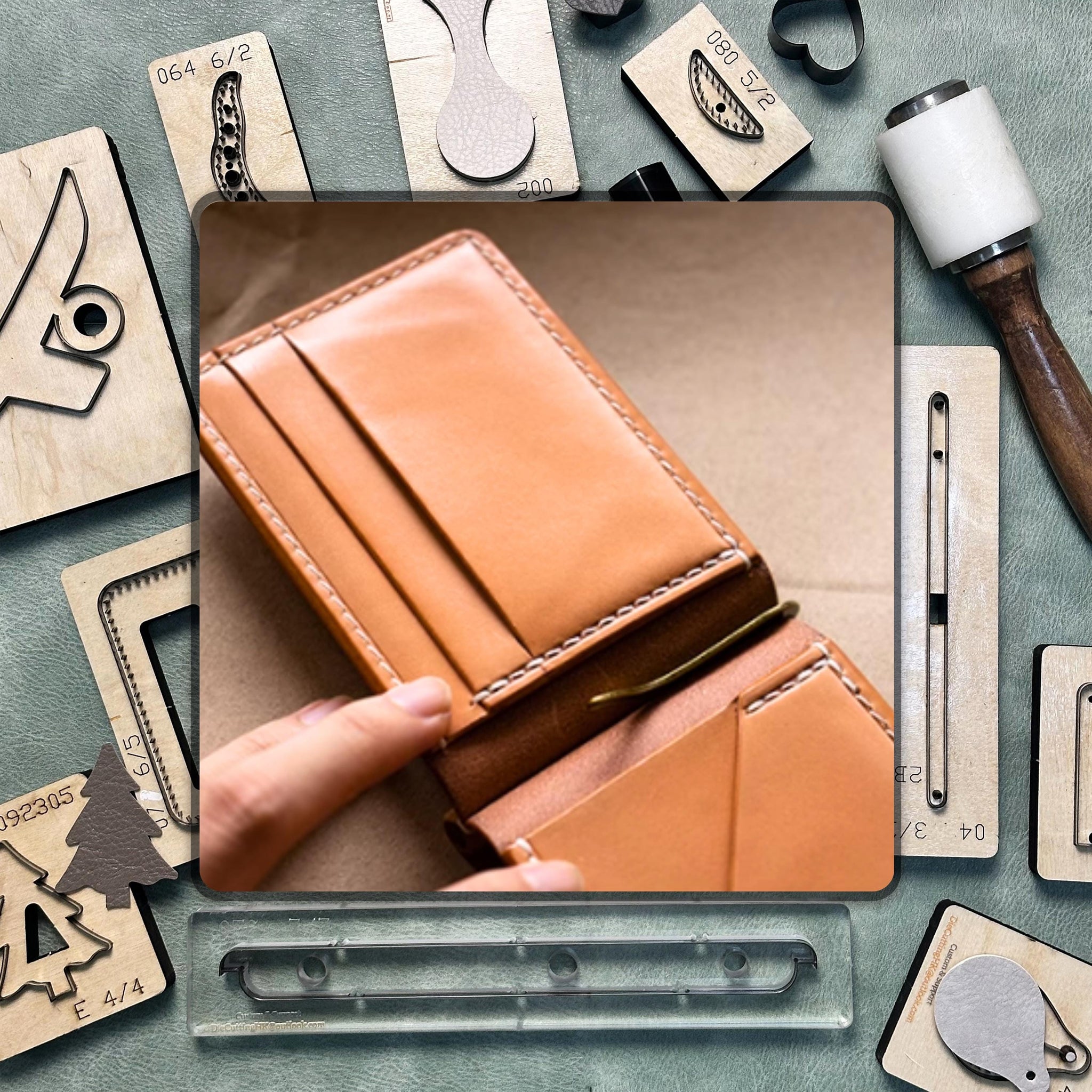 Personalized Spring Clip Wallet Handmade Leather Punch Tool - DIY Custom Metal Steel Blade | High Quality Precision Leather Cutting Die Set