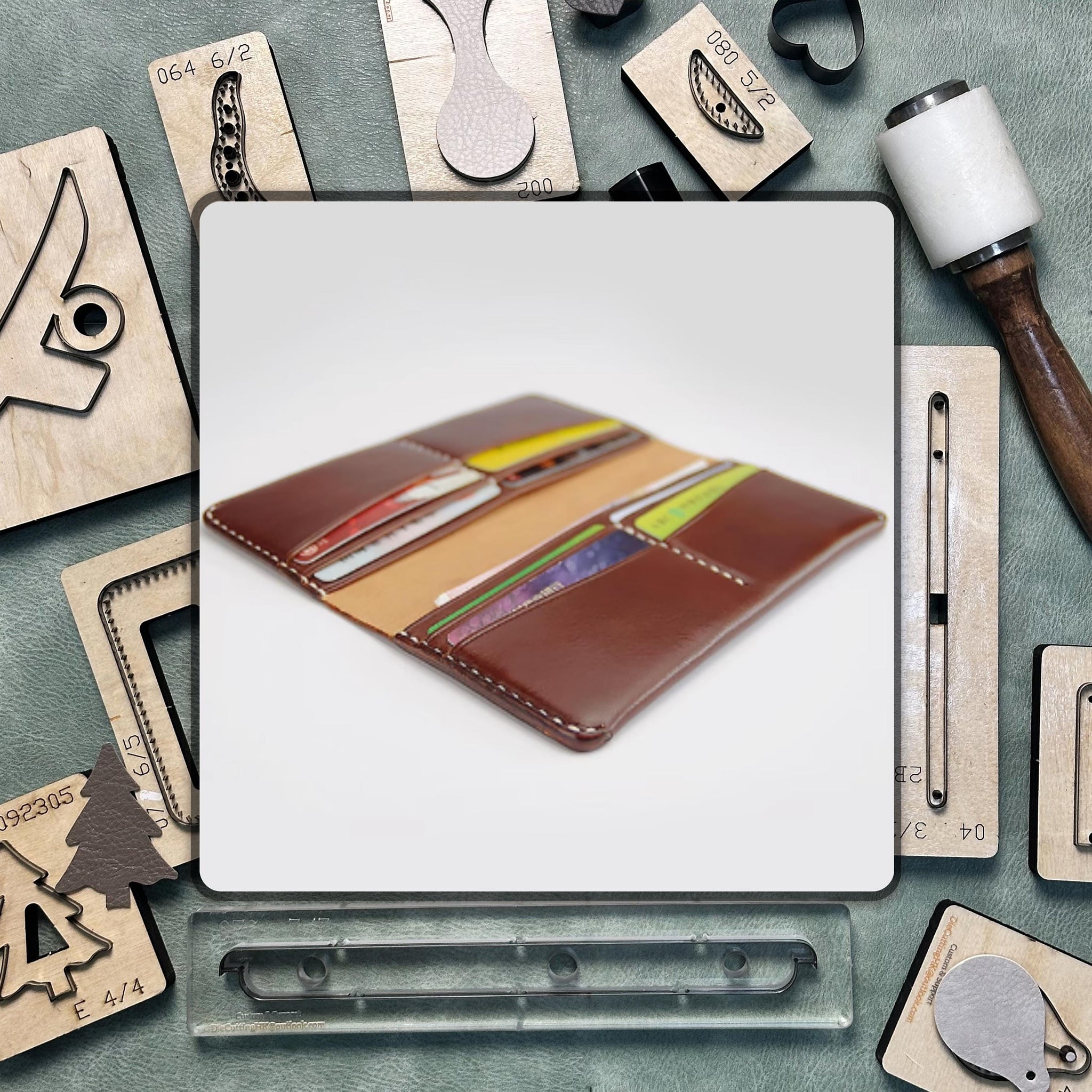 Leather Card Holder Cutting Dies - Premium Punch Tools for DIY Projects and Hand Sewing | Precision Leather Making Steel Ruler Metal Die Set