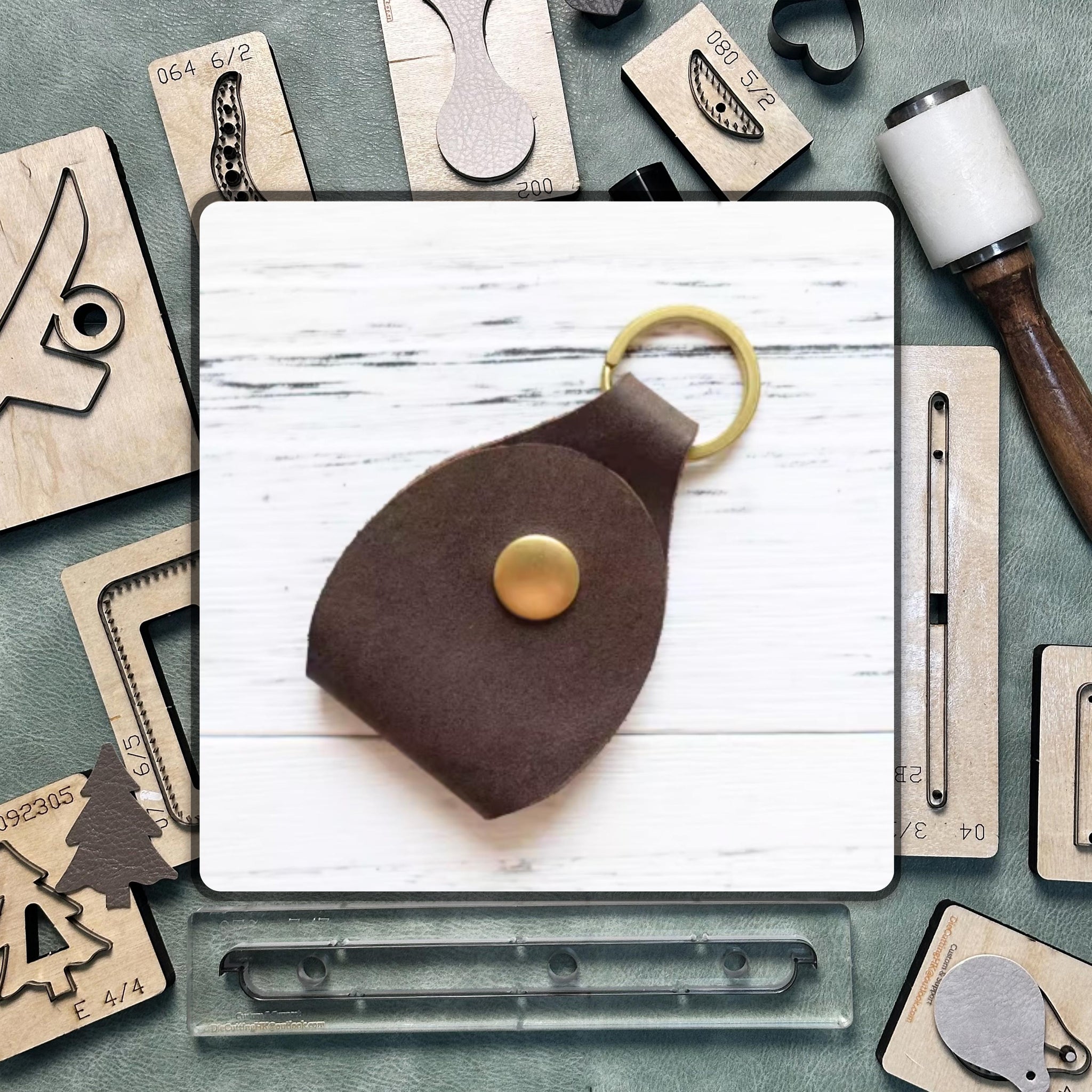 Custom Keychain Leather Cutting Die/Precision Leather Craft Tools/Steel Ruler Stamping Die Set/Suitable for DIY Projects and Hand Sewing