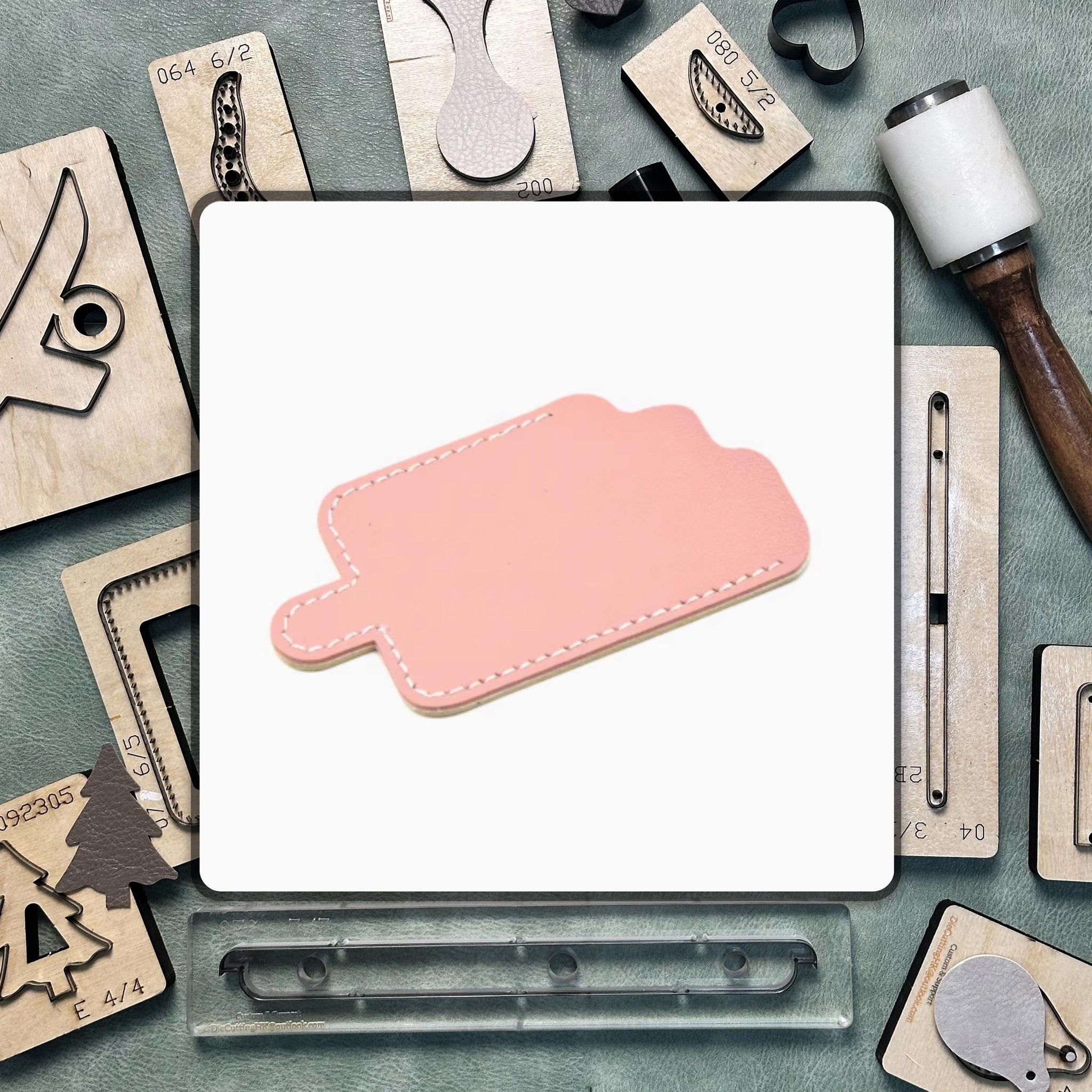 Popsicle Shape Card Holder DIY Leather Die Cut, Sizzix Die Cut Leather Precision Cutting Dies, Handmade Leather Crafts Kraft Paper Tools