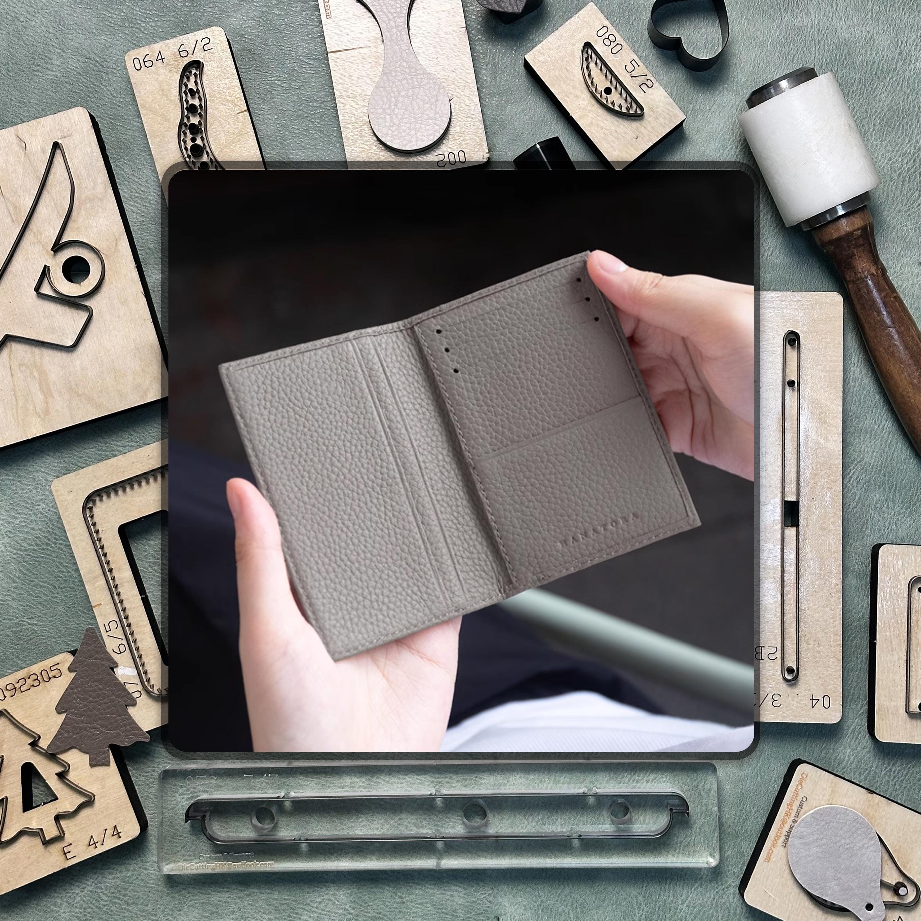 Wallet DIY leather die cutting, custom precision steel ruler metal cutting die, high quality handmade leather crafts kraft paper tool set