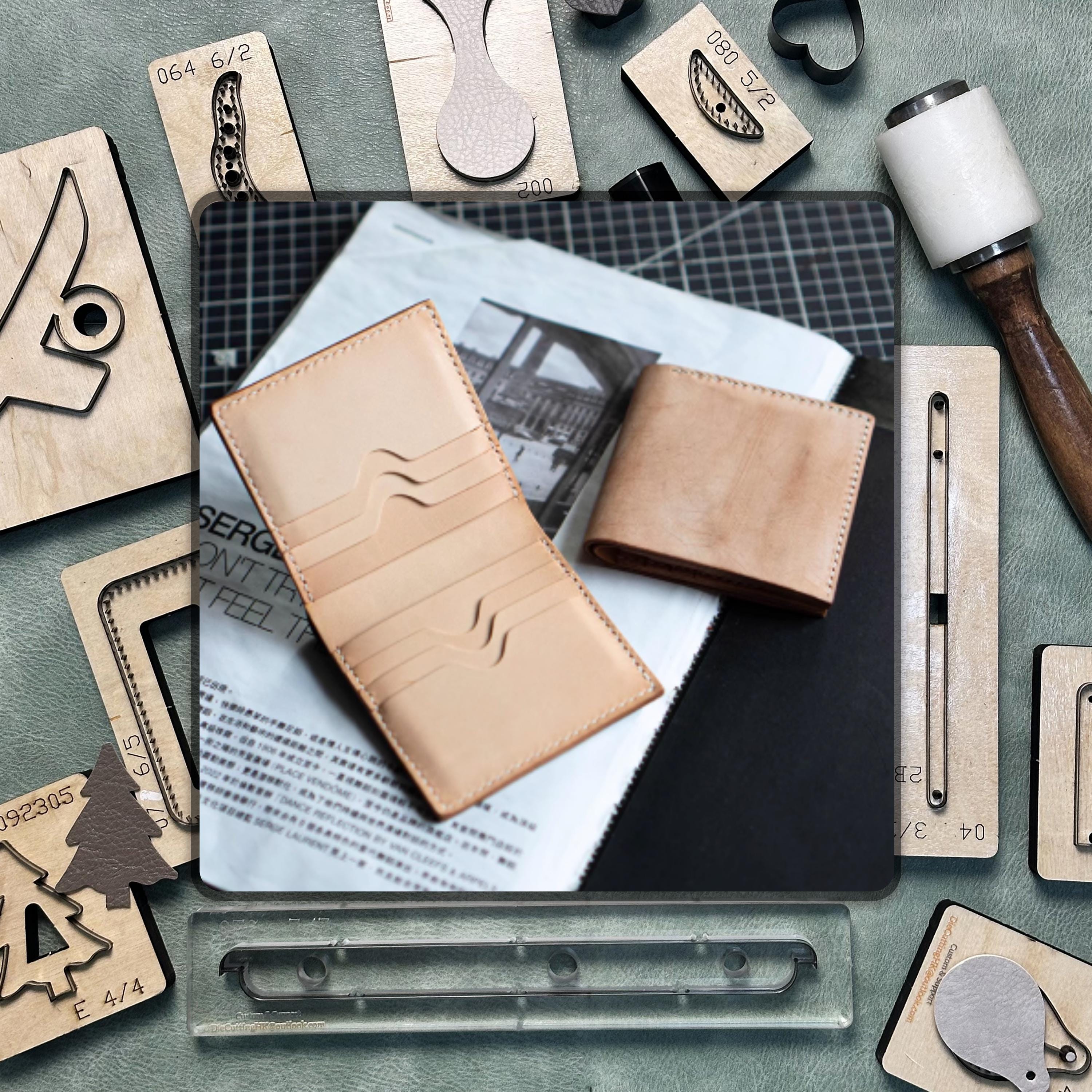 Wallet Custom Leather Die Cutting, High Quality Handmade Leather Crafts Kraft Paper Tool Set for DIY Craft Projects and Personalized Gifts