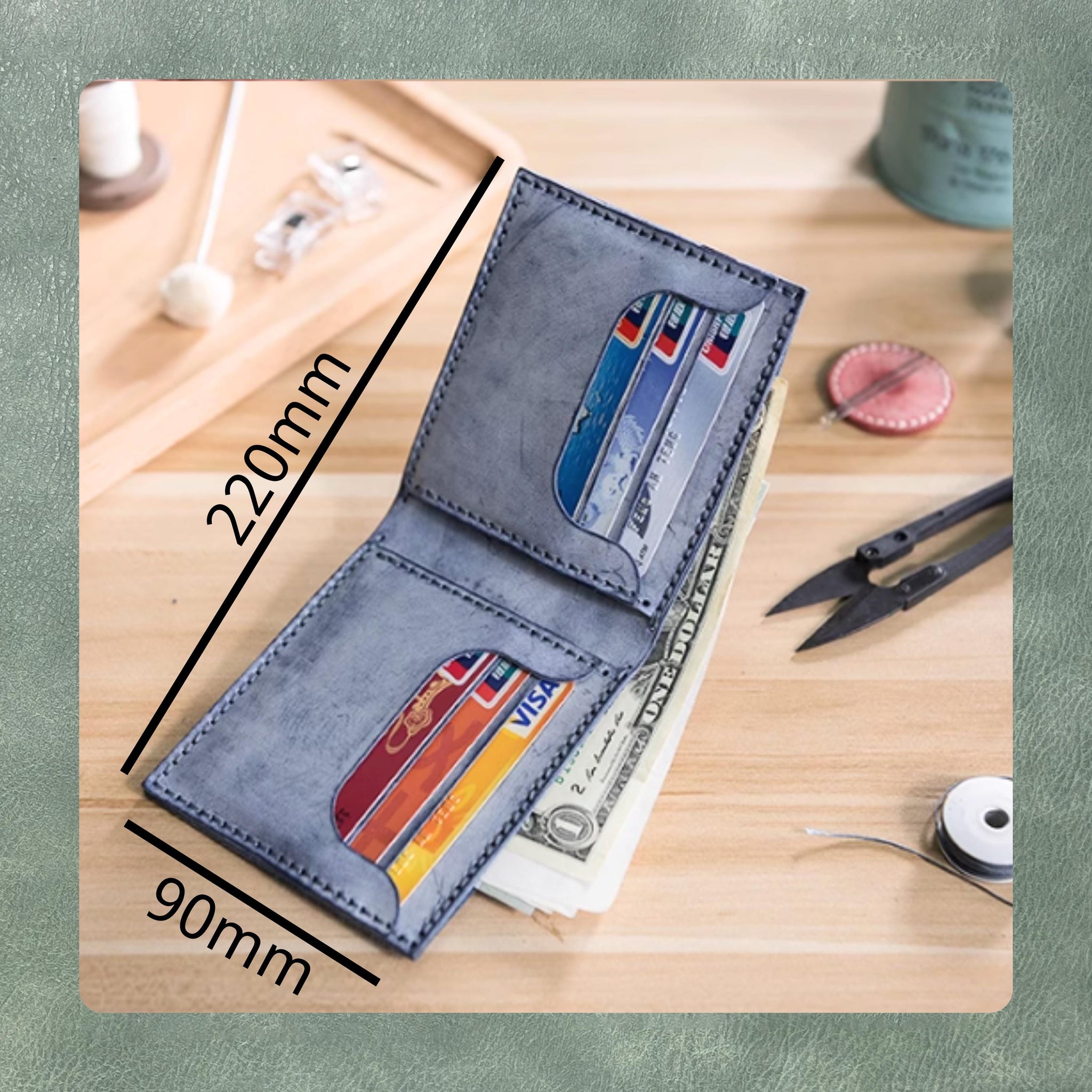 Bi-Fold DIY Wallet Leather Cutting Die – Custom Steel Knife Stamping Die | Handmade Precision Tool Set for Leather and Kraft Craft Projects