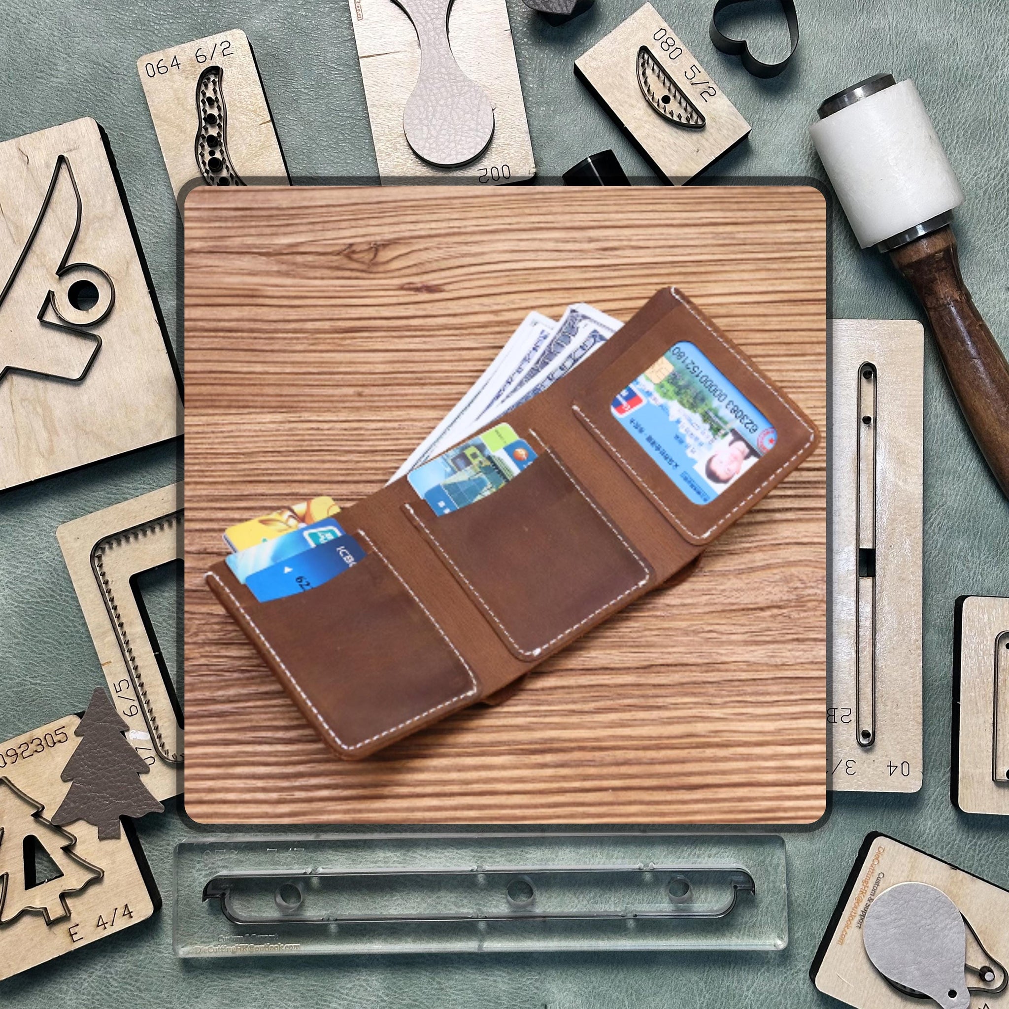 Leather Trifold Wallet Die Cutting, Custom DIY Leather Steel Knife Metal Cutting Die Set for Leather, Fabric and Paper Personalized Dies