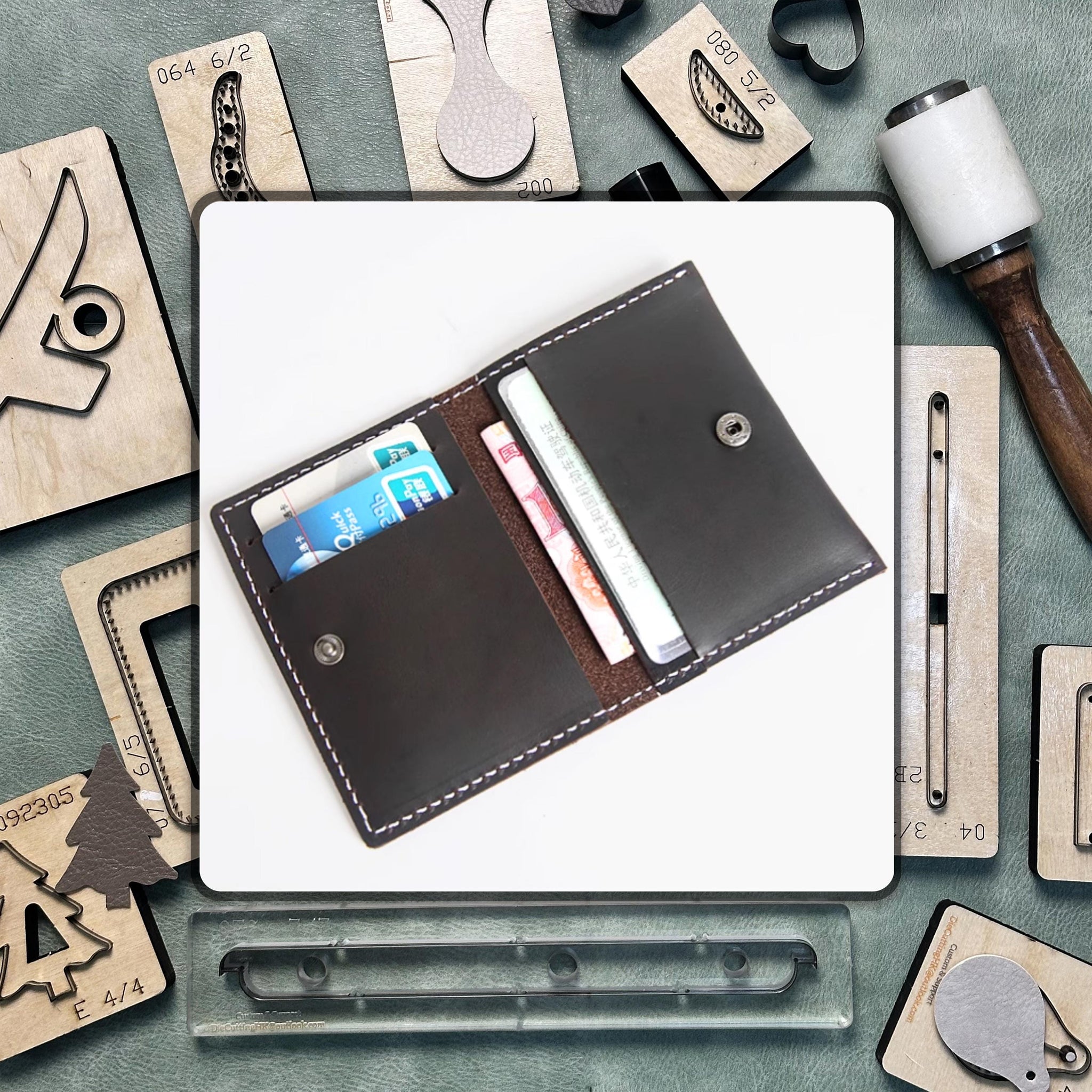 Bifold Card Holder Leather Steel Knife Die Cutting/Handmade Custom Punching Tool Set/Suitable for DIY Craft Projects and Personalized Gifts