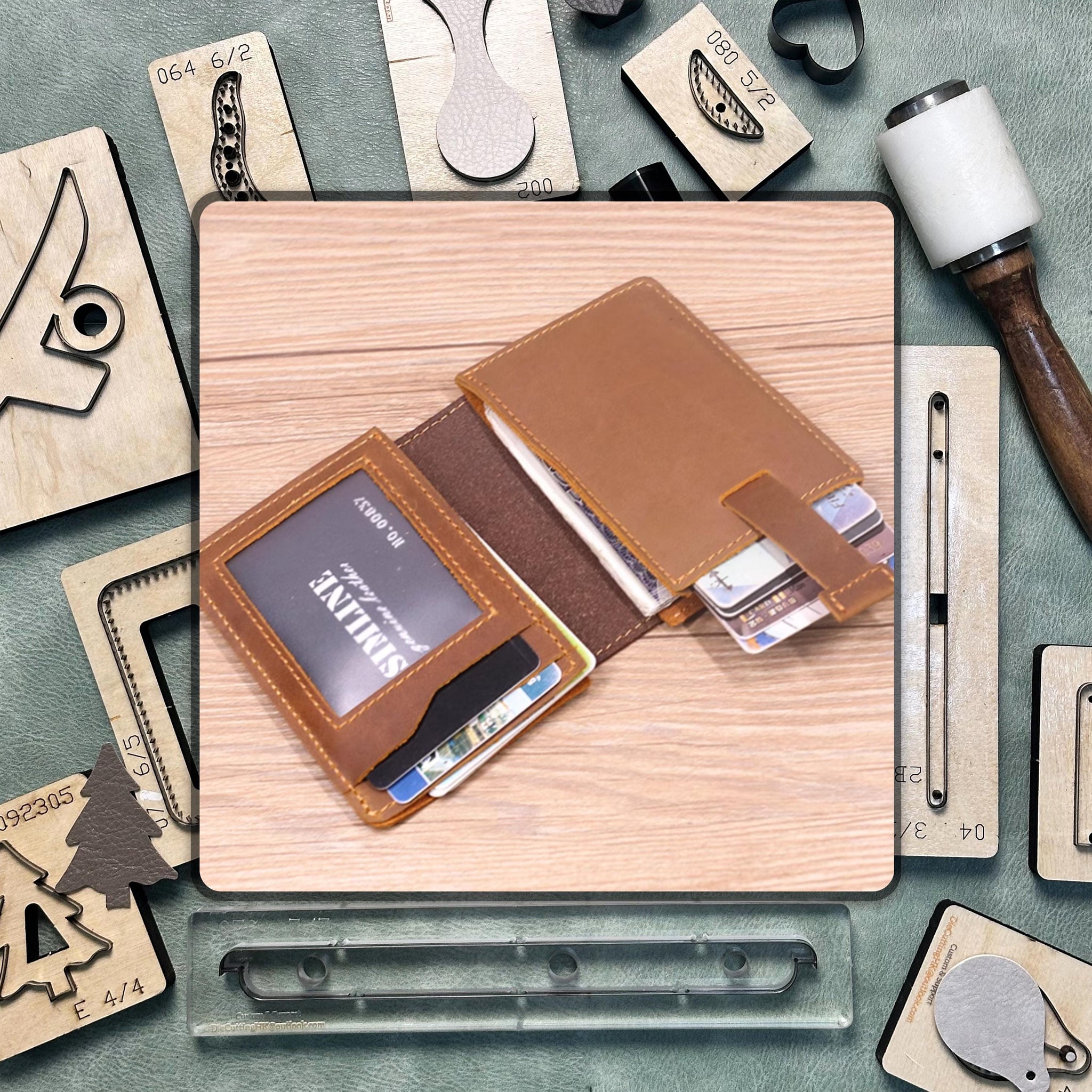 Card holder custom leather cutting die, DIY handmade leather precision die cutting tool, high quality steel knife metal punching tool set