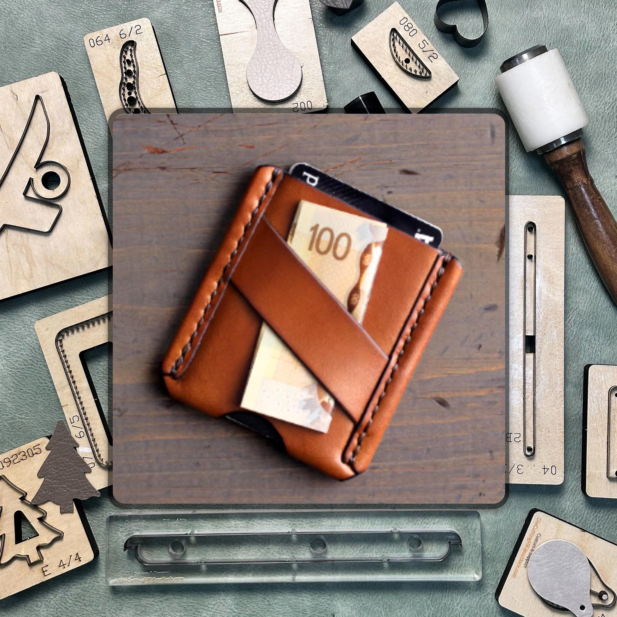 Handmade card holder leather cutting die, custom leather steel knife metal die cutting, leather craft kraft paper punching tool set