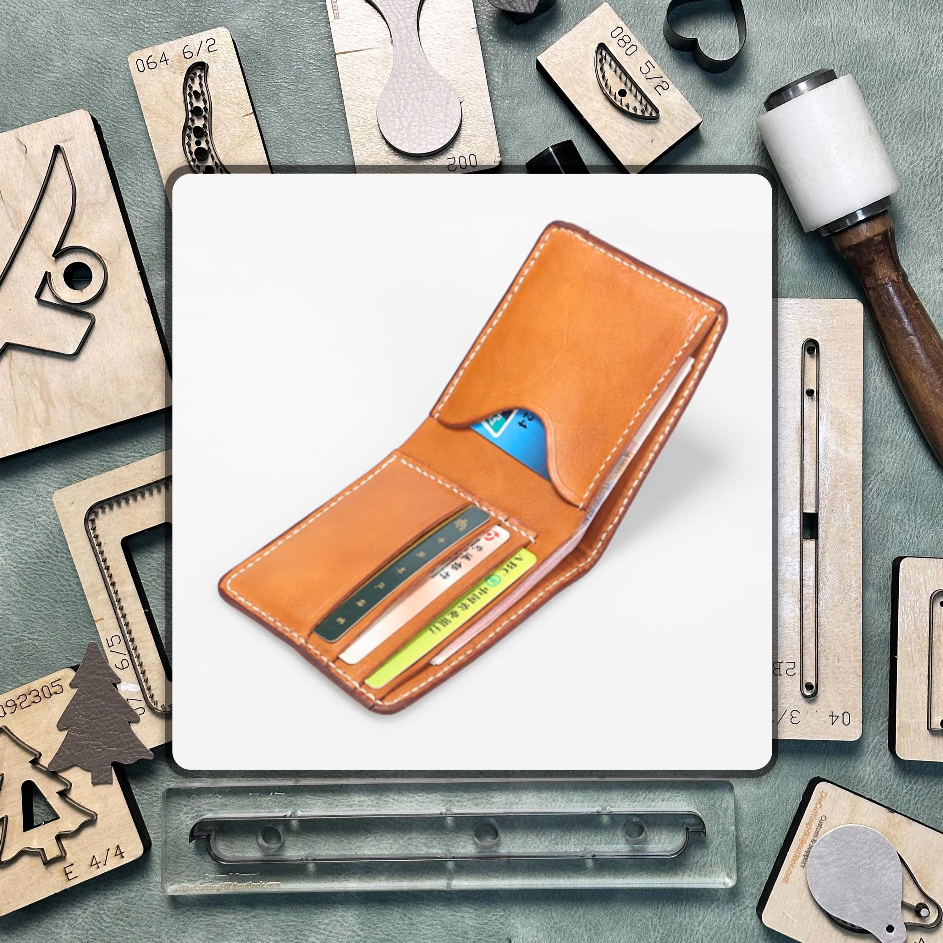 Custom short wallet leather die cutting, DIY leather steel knife metal cutting die, handmade leather crafts kraft paper punch tool set