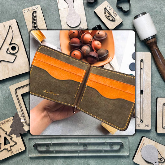 Spring Clip Wallet Leather Die Cutting, DIY Leather Steel Knife Metal Cutting Die, Custom Leather Crafts Kraft Paper Punching Tool Set
