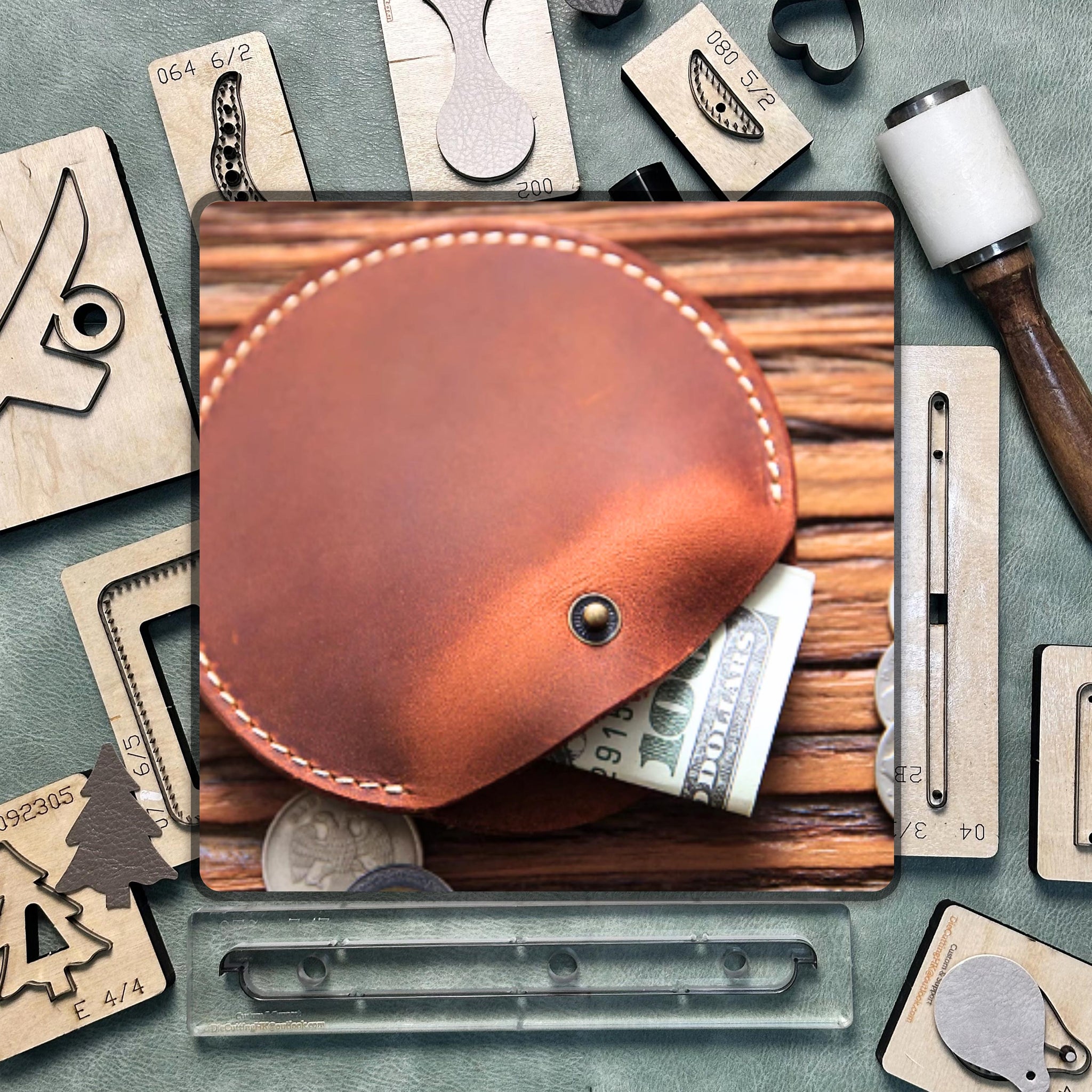 Premium Leather Coin Purse Punch Tool, DIY Precision Leather Steel Knife Metal Cutting Die, Handmade Custom Leather Craft Die Cutting Kit