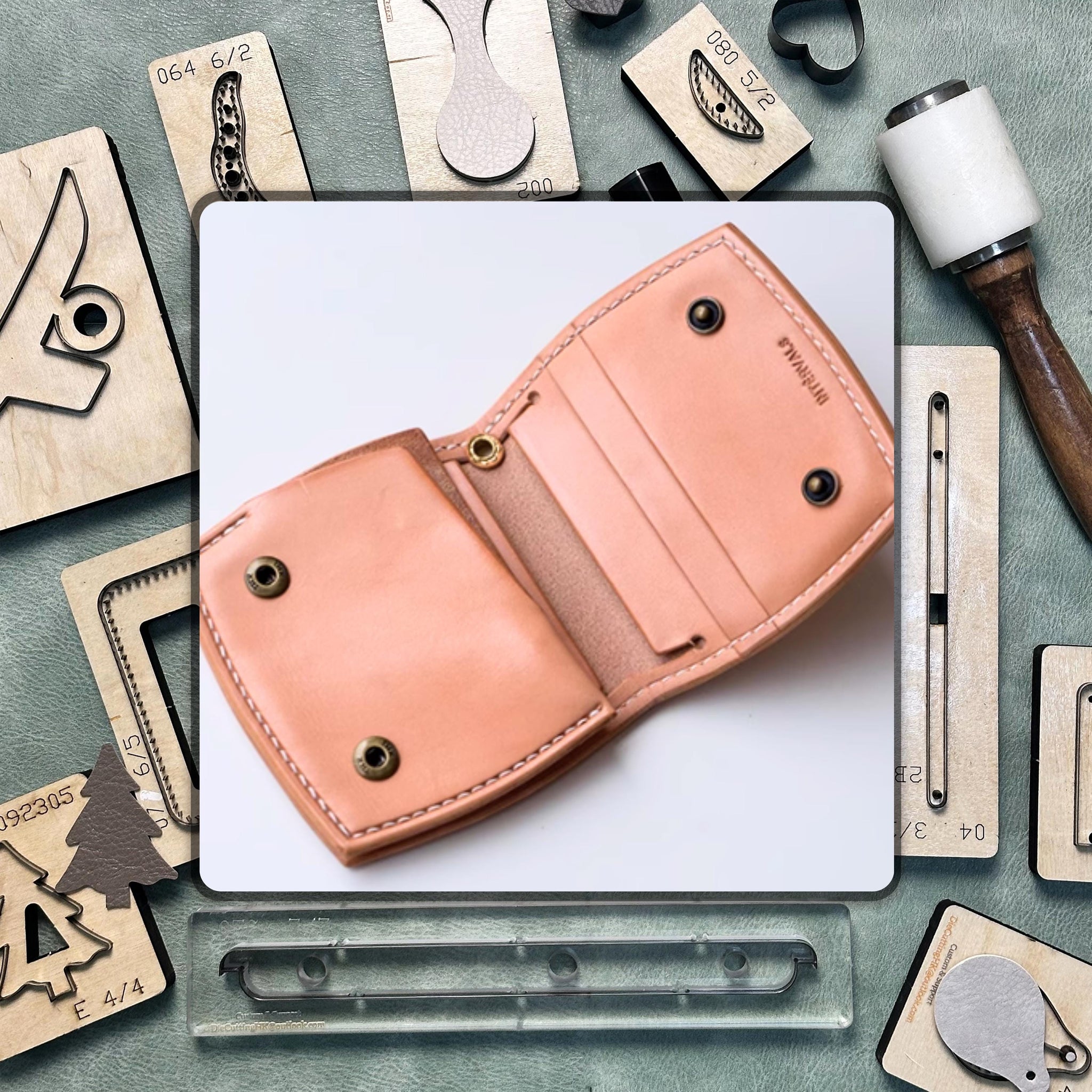 Handmade Spring Clip Wallet Leather Punch Tool - Custom Metal Steel Blade | Premium Precision Leather Cutting Die Set / Personalized Gift