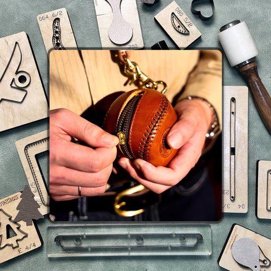 Handmade Baseball Coin Purse Leather Punch Tool - Custom Earphone Case Metal Steel Blade | Premium Precision Leather Key Case Cutting Set